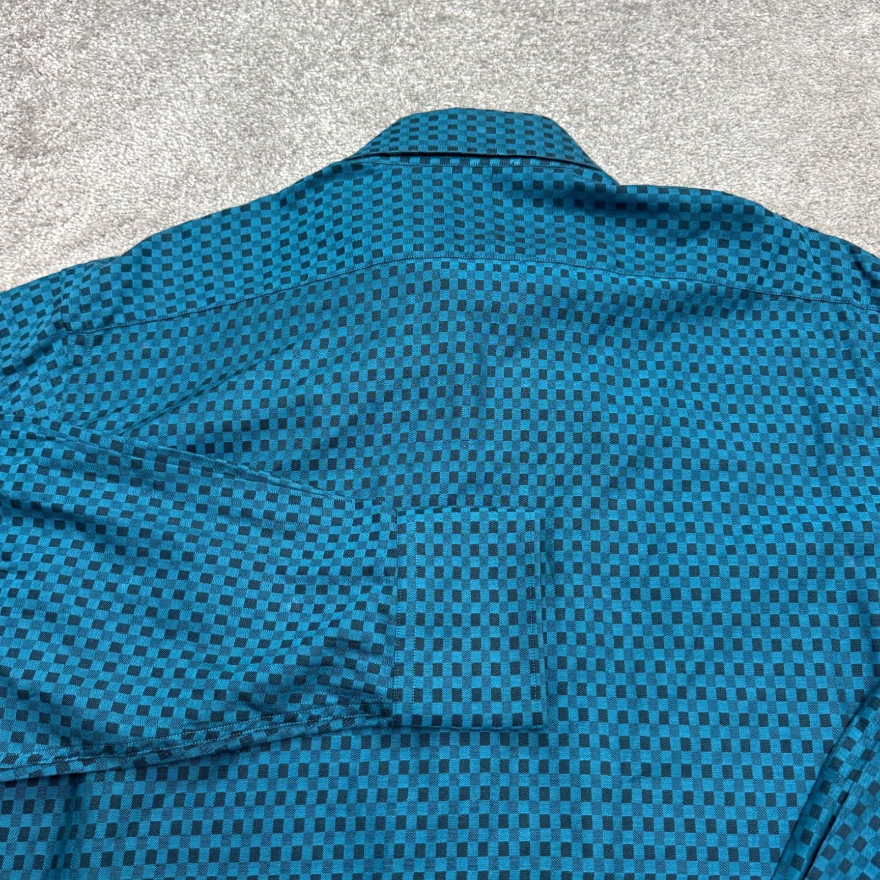 Neiman Marcus Neiman Marcus Shirt Adult Large Blue Check Cotton Button-Down Flip Cuff Regular Fit Preppy Classic Mens Size US L / EU 52-54 / 3 - 4 Thumbnail