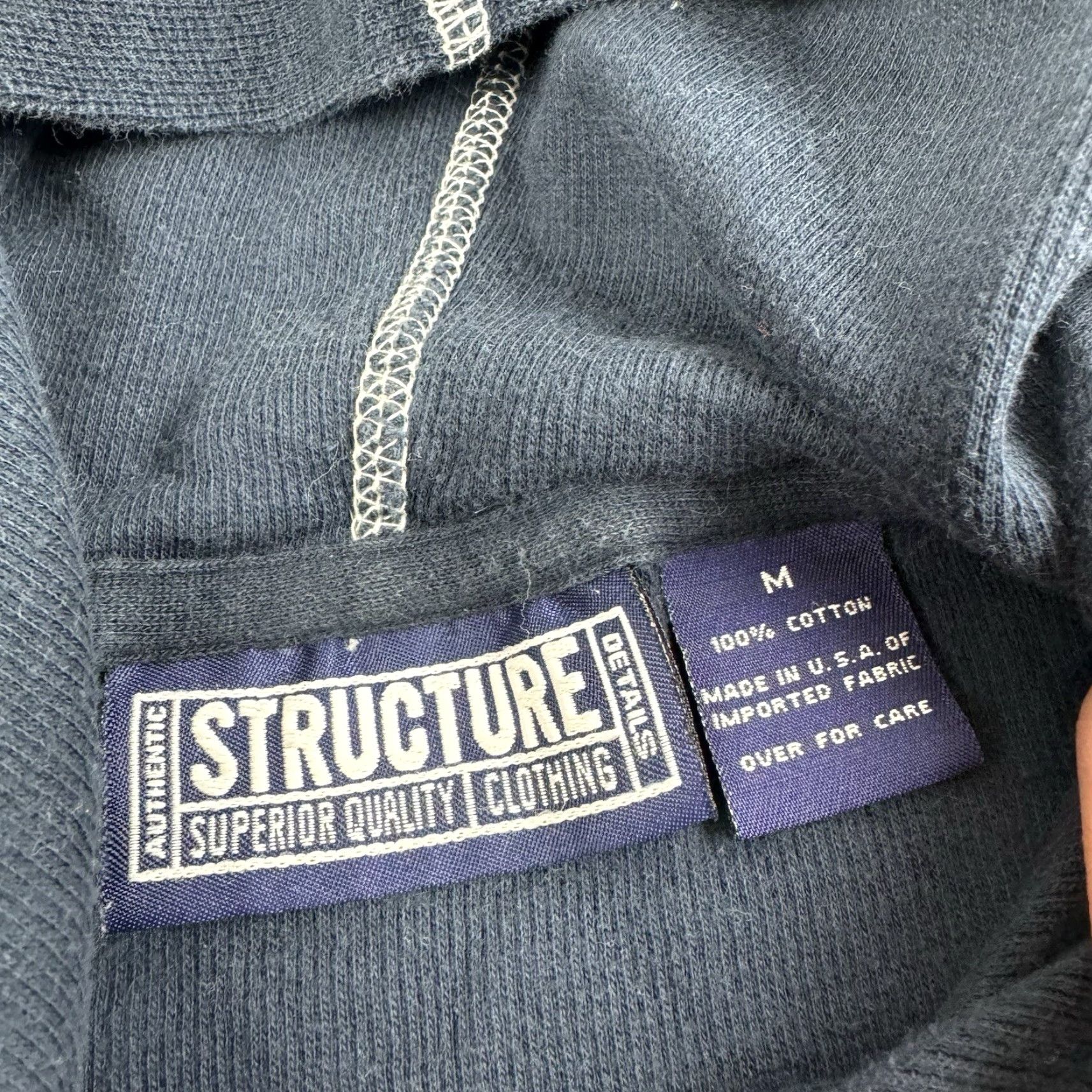 Vintage VINTAGE Structure Hoodie Adult Medium Blue Lightweight Hipster 90s Y2K Mens Pullover Size US M / EU 48-50 / 2 - 4 Thumbnail