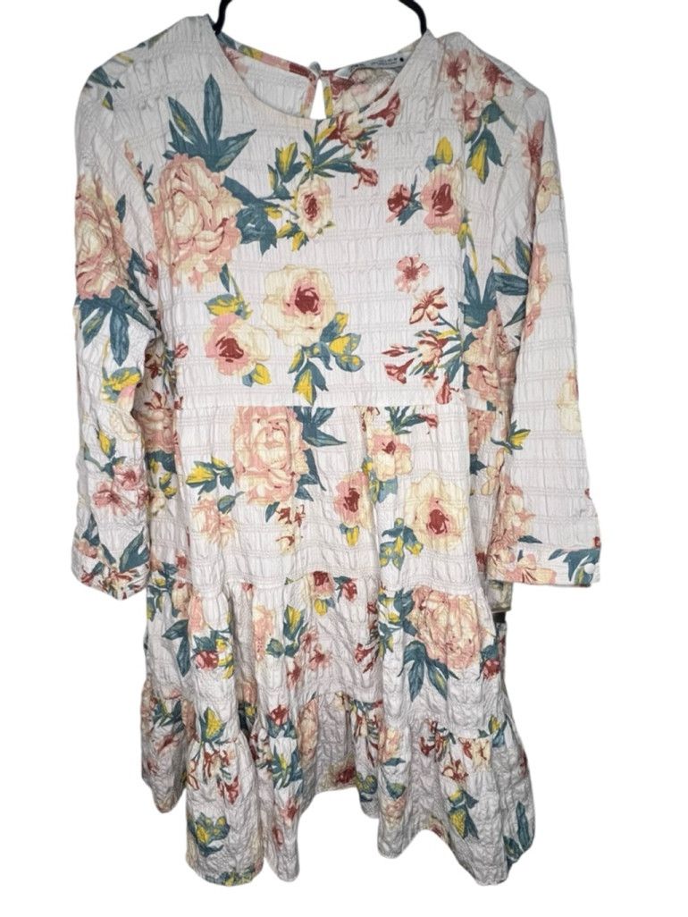 Zara ZARA Floral Patterned Tiered Babydoll Long Sleeve Mini Dress Size L / US 10 / IT 46 - 2 Thumbnail