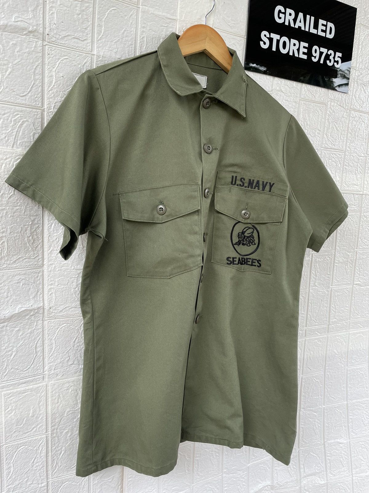 Japanese Brand Vintage U.S.Navy Short Bottom Shirt Size US L / EU 52-54 / 3 - 3 Thumbnail