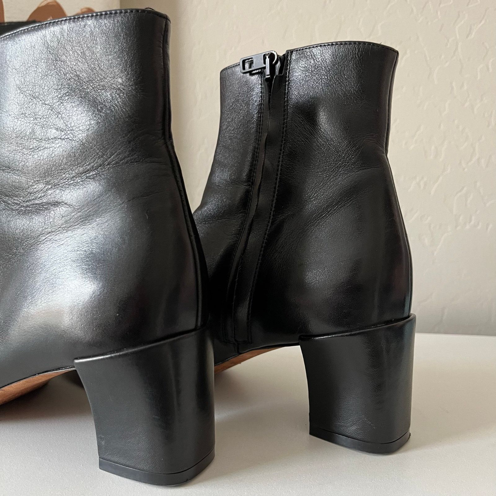 Vince Vince Black Block Heel Pointed Toe Leather Ankle Boots 7.5 Size US 7.5 / IT 37.5 - 6 Thumbnail