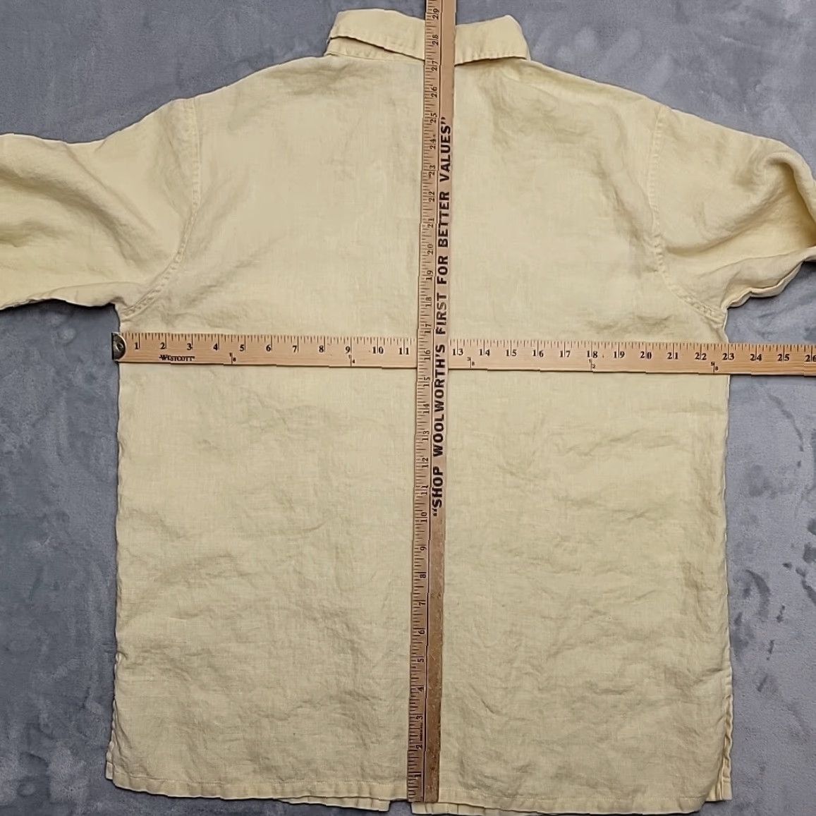 Vintage Real Comfort Shirt Womens L Yellow 100% Linen Button Front Coastal Minimalist Shirt Women L Yellow Linen Button-Up Coastal Casual Size L / US 10 / IT 46 - 4 Thumbnail