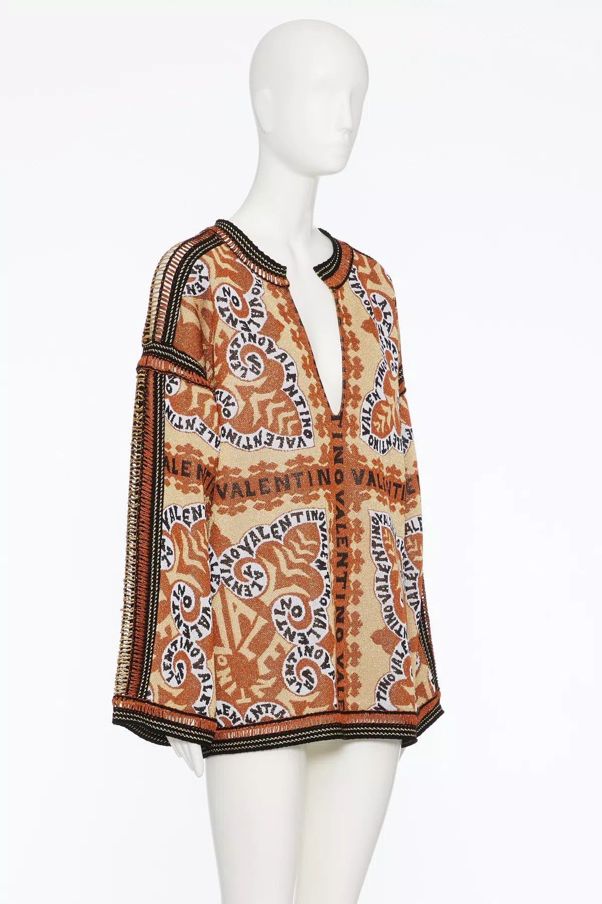 Valentino o1s1wg110925 Lurex Jumper in Black/Arancio Size XL / US 12-14 / IT 48-50 - 3 Thumbnail