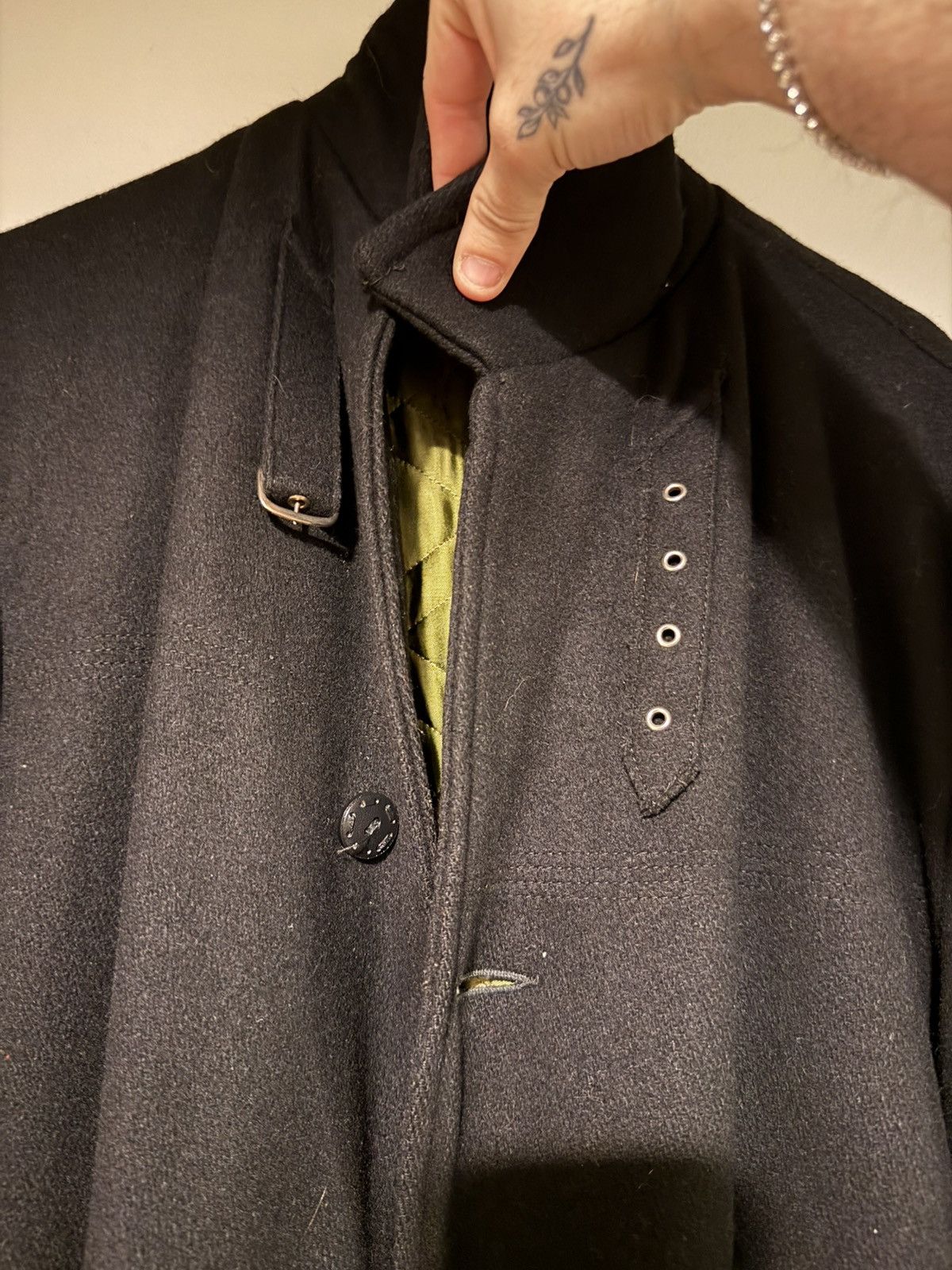 Vintage Vintage 80s Narragansett black wool strap overcoat Size US L / EU 52-54 / 3 - 4 Thumbnail