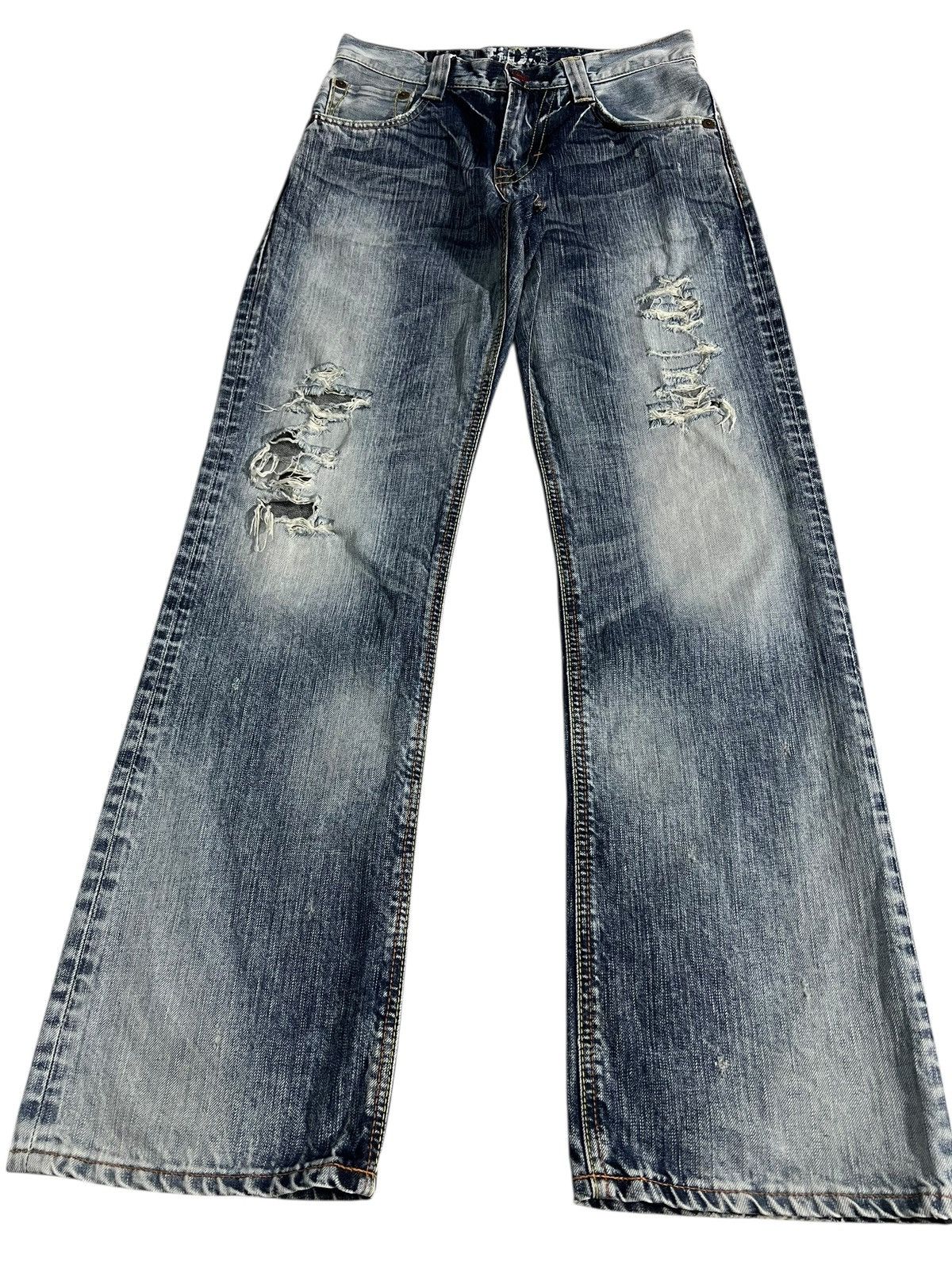 Edwin Flare Jean Edwin 503 Blue Trip Faded Distress Japan Style Size US 29 - 1 Thumbnail