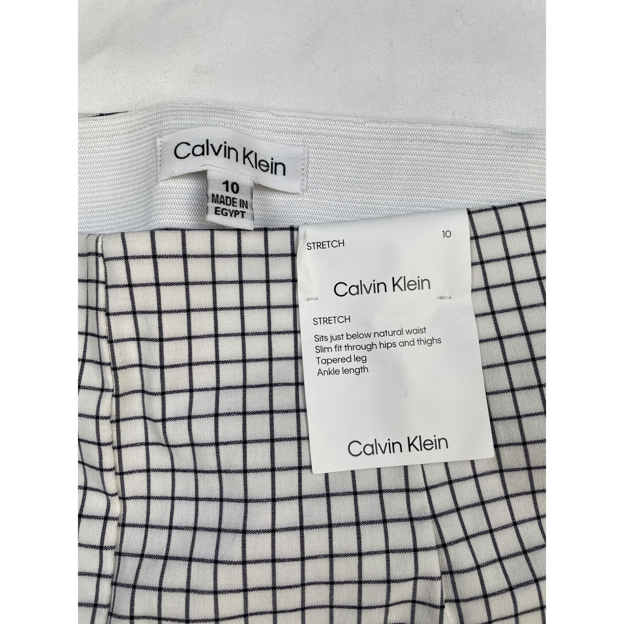 Calvin Klein Calvin Klein Women's White & Black Checkered Stretch Pants S Size 32" / US 10 / IT 46 - 4 Thumbnail