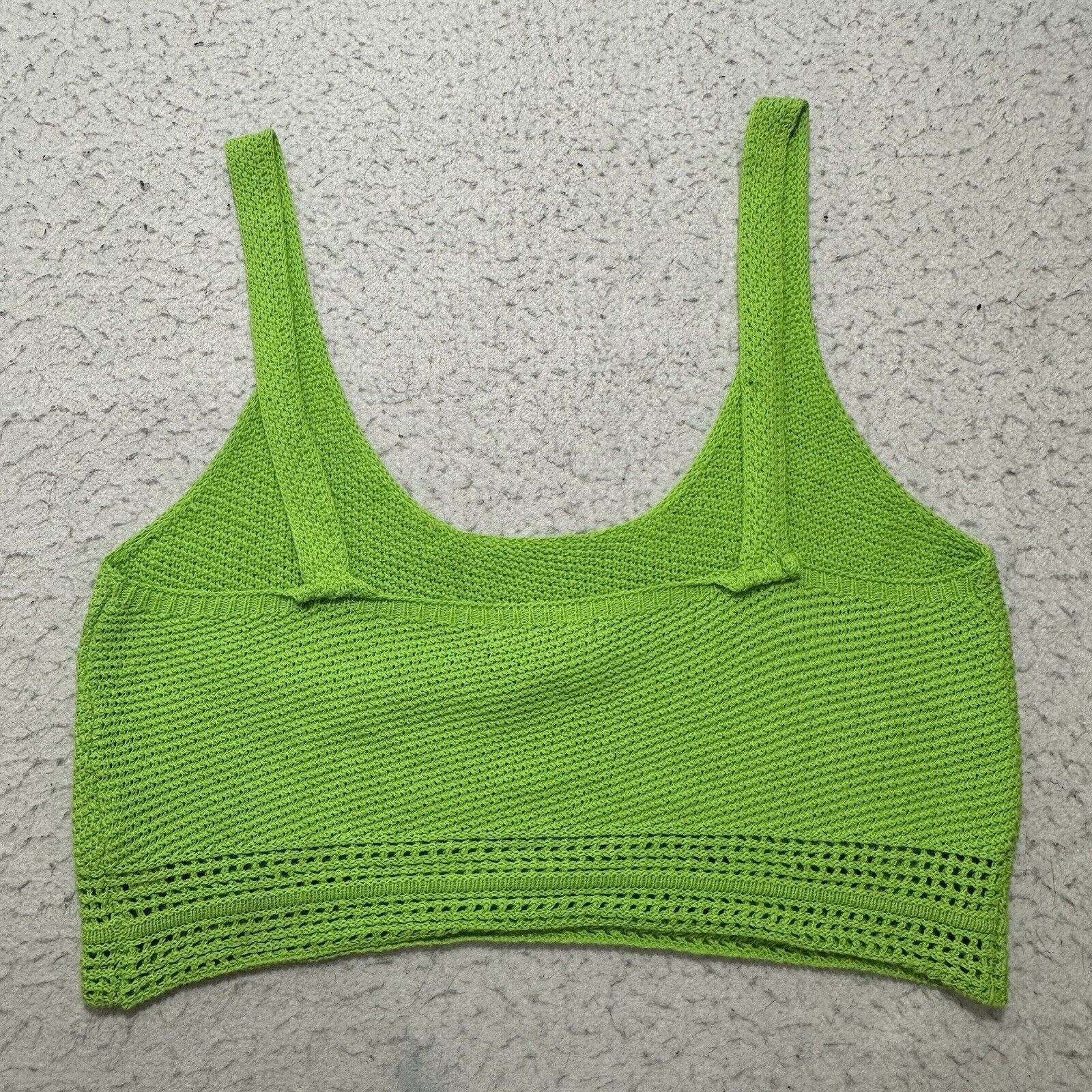 Forever 21 Forever 21 Medium Cropped Tank Top Knit Lime Green Cotton Size M / US 6-8 / IT 42-44 - 10 Thumbnail
