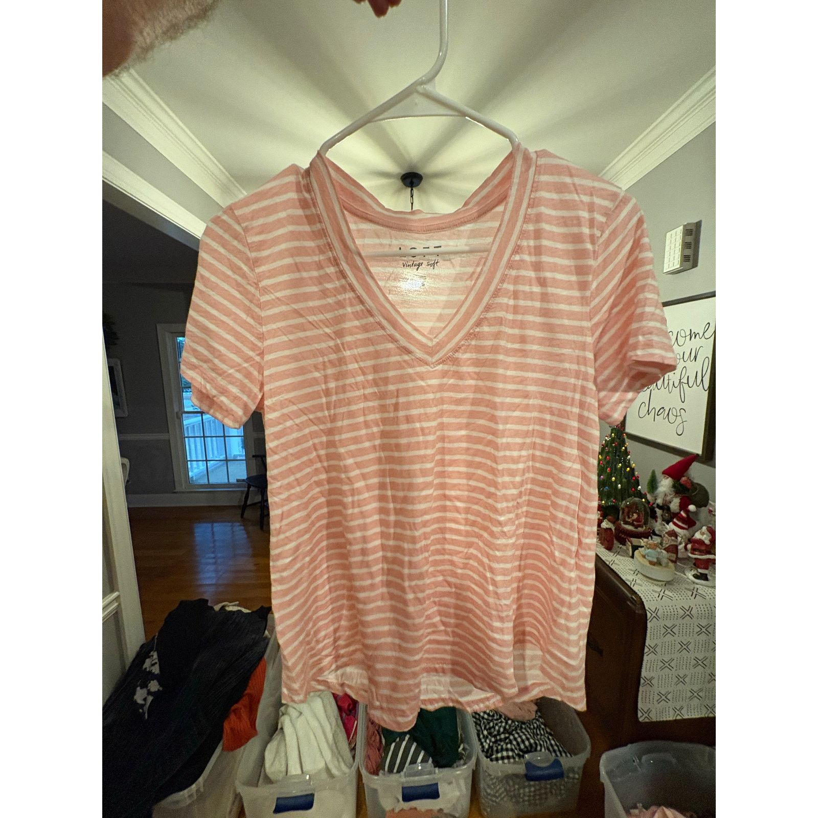 Loft LOFT Vintage Soft Pink & White Striped Tee Size Small Size S / US 4 / IT 40 - 3 Thumbnail