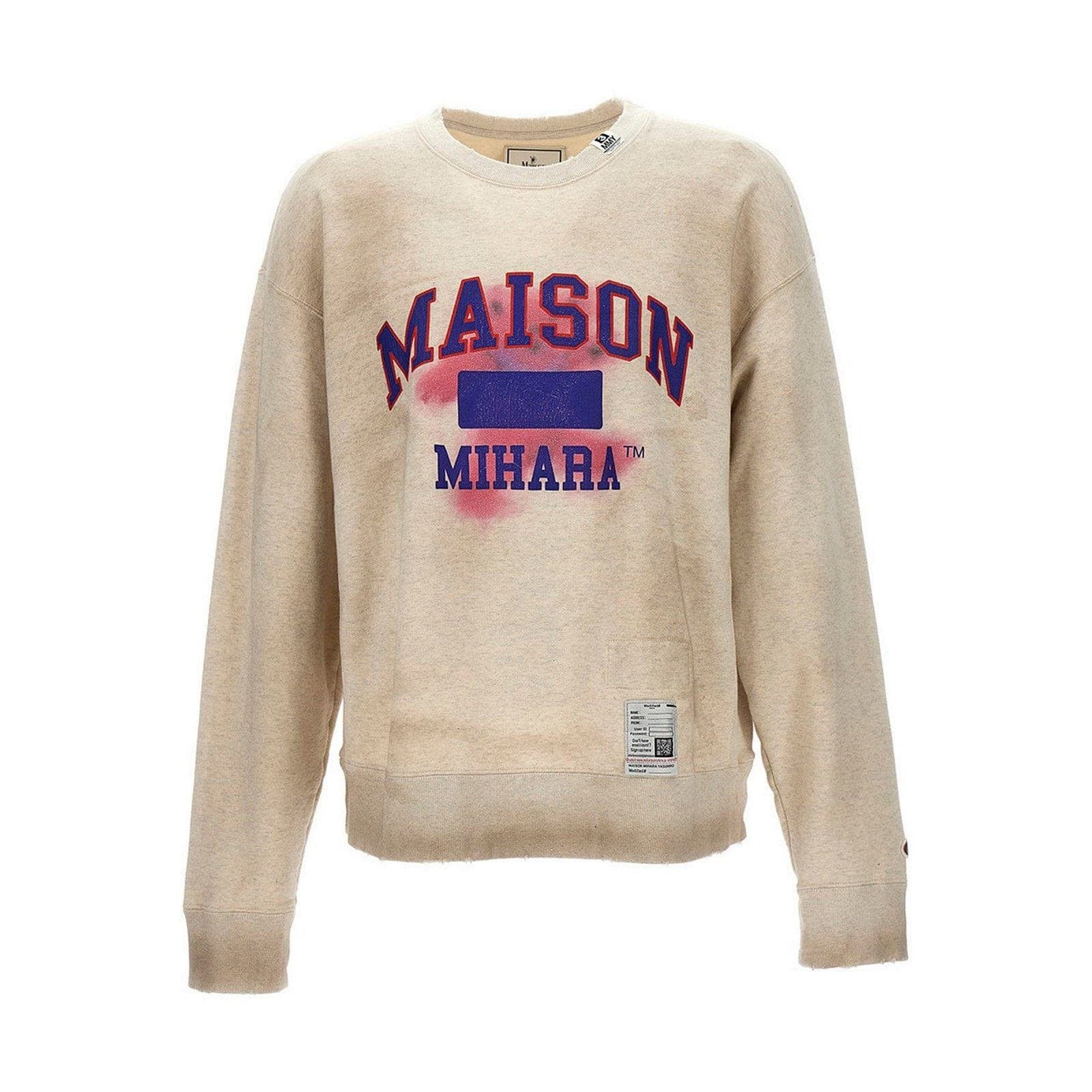 image of Miharayasuhiro Mihara Yasuhiro Logo Printed Distressed Crewneck Sweatshirt, Men's (Size Large)
