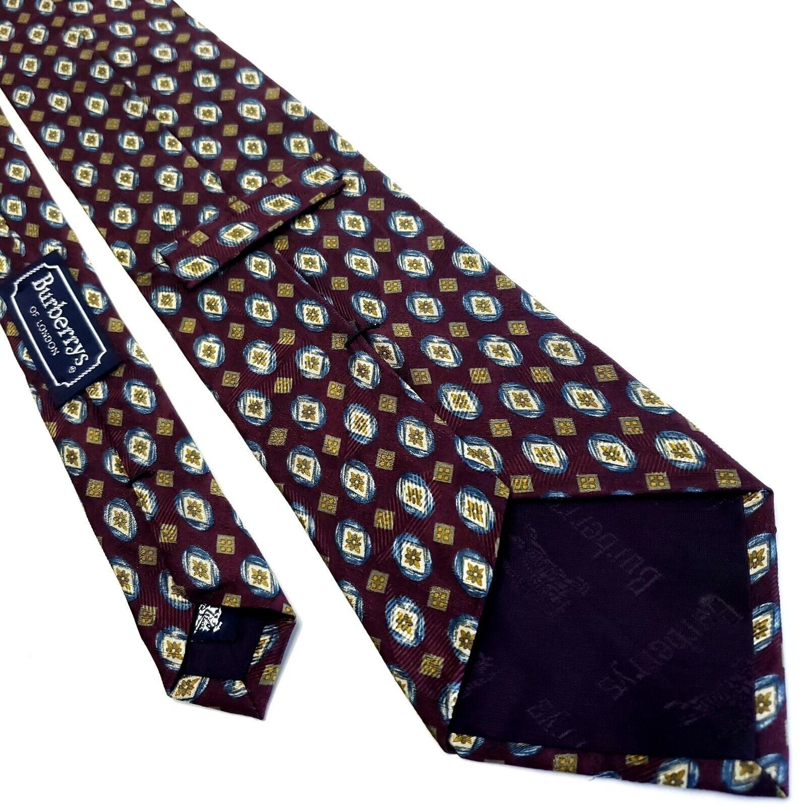 Burberry Burberry London Red Brown Beige Silk Tie Woven Short Geometr Size ONE SIZE - 3 Thumbnail
