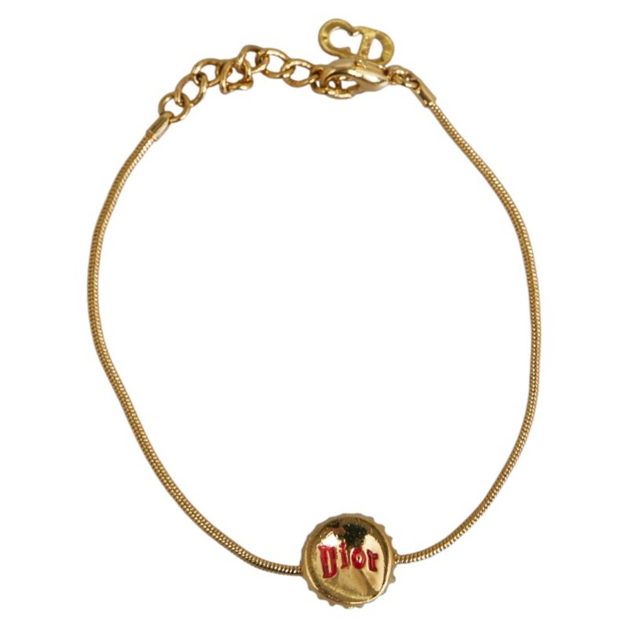 image of Christian Dior Dior Bottle Cap Lid Motif Bracelet Gold Plated Ladies, Women's