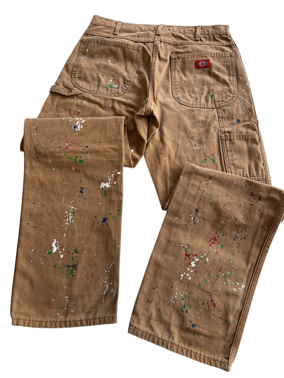 Vintage Dickies Paint Splatter Duck Fabric Distressed Carpenter Size US 33 - 10 Thumbnail