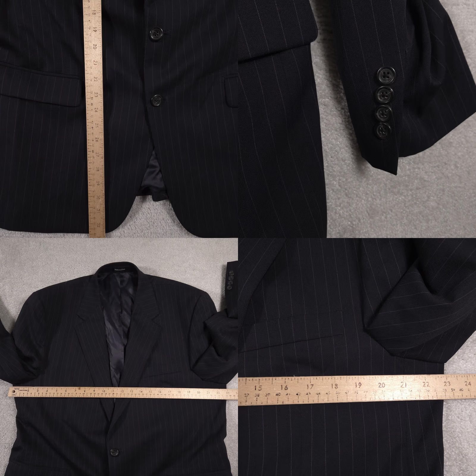 Chaps Chaps Blazer Mens 44R Blue Pinstripe Wool Suit Jacket Formal Lined Two-Button Notch Lapel Regular Chest Pocket Front Pockets Size 44R - 8 Thumbnail