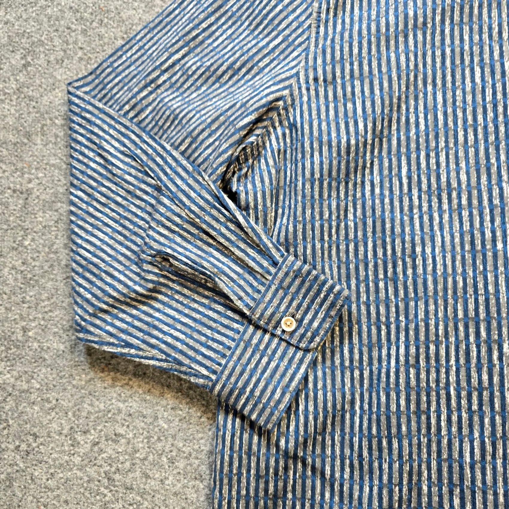 Robert Graham Robert Graham Shirt Mens 4XL Blue Stripe Flip Cuff Grim Reaper Art Classic Shirt Size US XXL / EU 58 / 5 - 7 Thumbnail