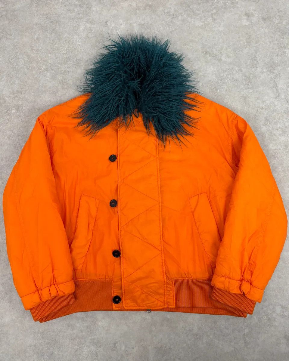 Maison Margiela AW2018 Maison Margiela Orange Navy Fur Collar Bomber Jacket Size US M / EU 48-50 / 2 - 1 Thumbnail