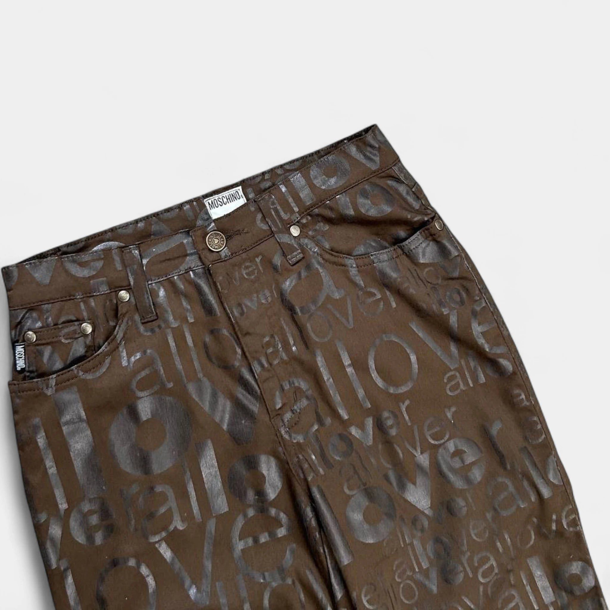 Moschino Moschino Brown Letters Print Pants Size US 31 - 2 Thumbnail