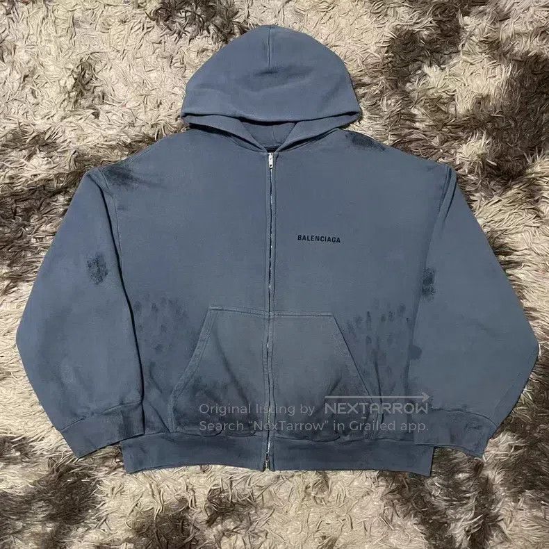 Balenciaga Balenciaga Embroidered Zip-Up Hooded Cardigan Faded Jacket Size US XL / EU 56 / 4 - 1 Thumbnail