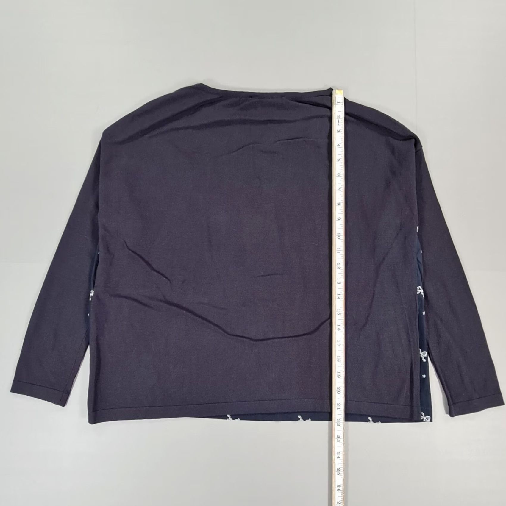 Vintage Weekend Max Mara Jumper Womens Navy Small Bow Pattern Loose Fit Knit Top Size S / US 4 / IT 40 - 6 Thumbnail