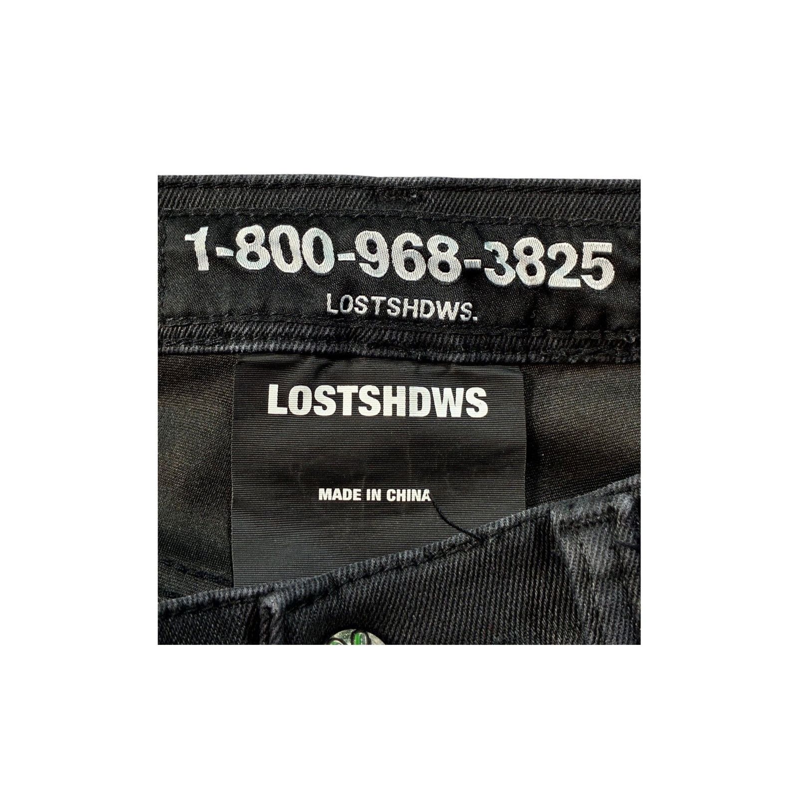 LOSTSHDWS LOST SHDWS "Wax" Black & Green Jeans Size US 32 / EU 48 - 3 Thumbnail