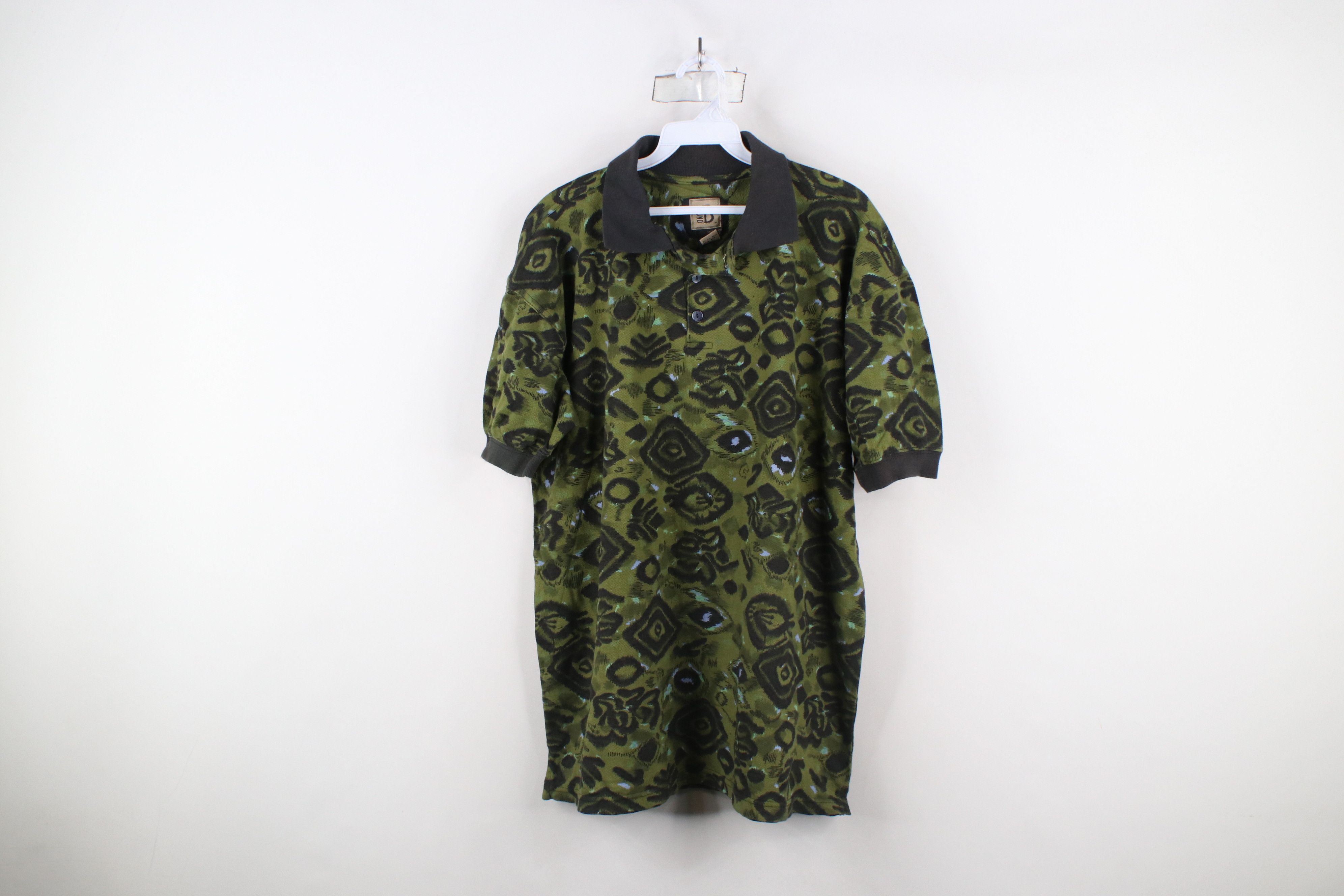 Vintage Vintage 90s Streetwear Baggy Abstract Collared Polo Shirt Size US L / EU 52-54 / 3 - 1 Thumbnail