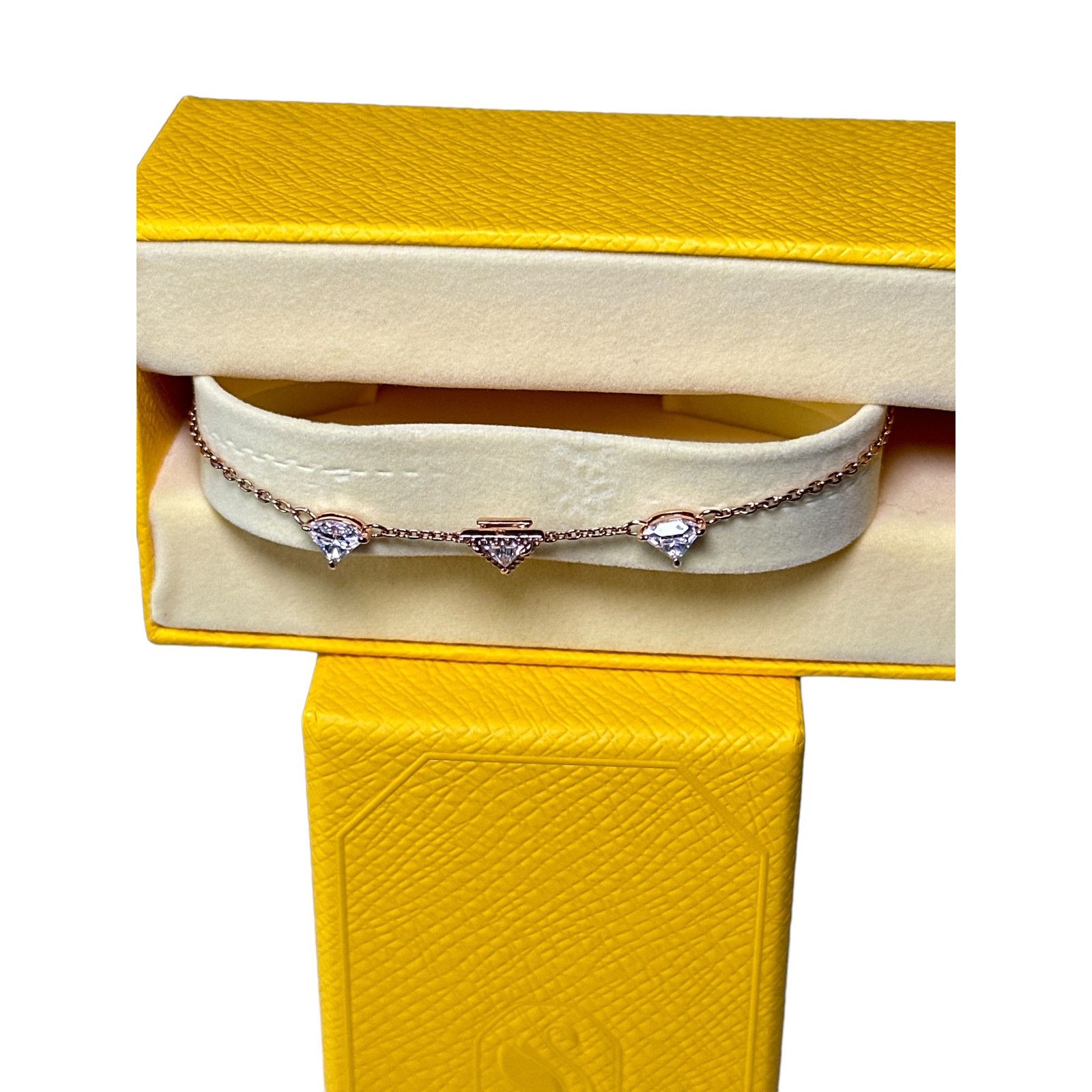 Swarovski Ortyx bracelet Triangle cut, White, Rose gold M