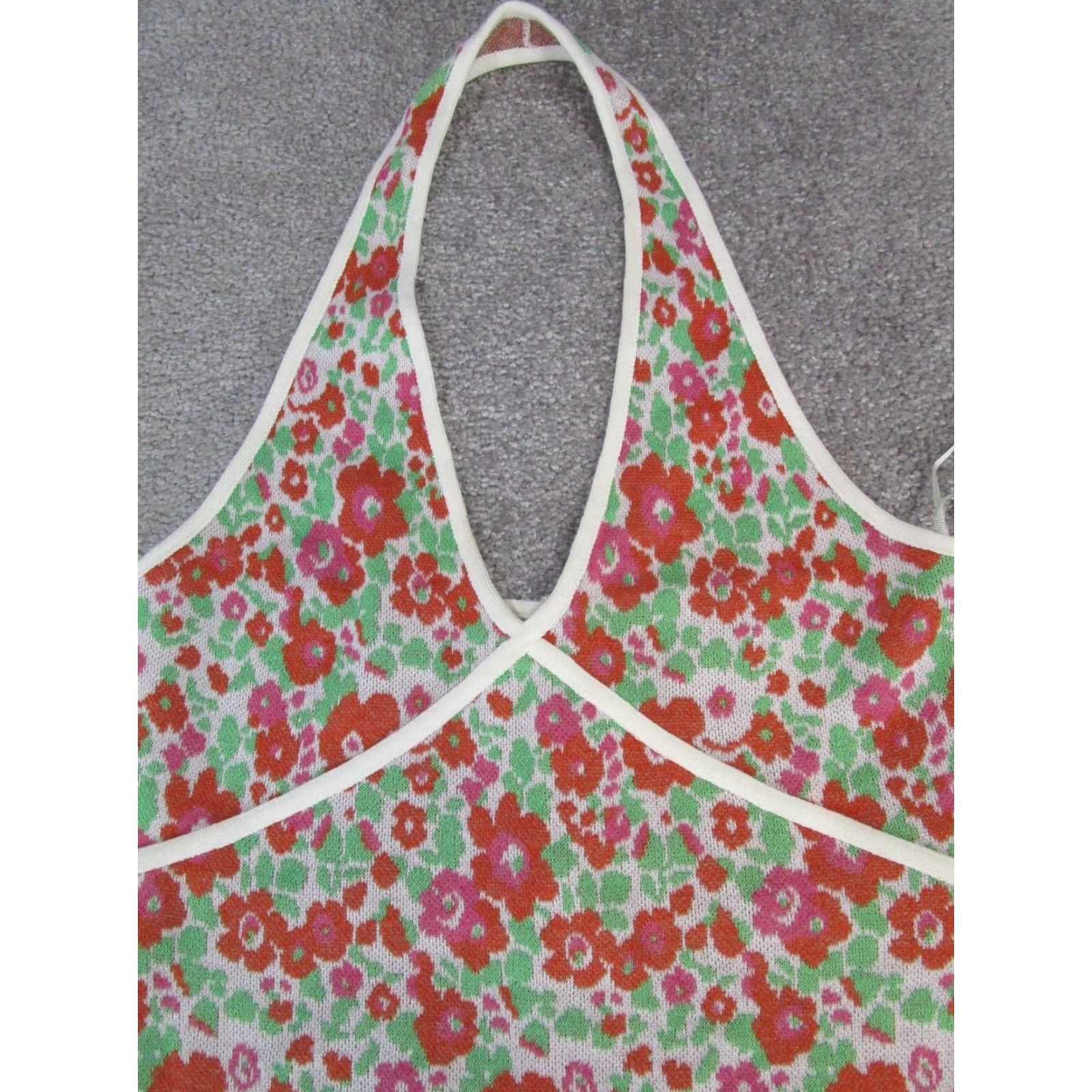 Zara Zara Dress Womens Small White Green Orange Floral Halter Size S / US 4 / IT 40 - 2 Thumbnail