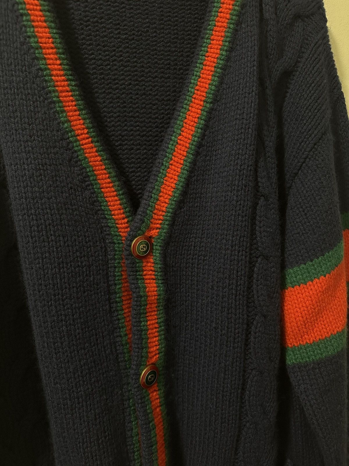Gucci Gucci Navy Cable Knit Oversized Cardigan Sweater Size US XL / EU 56 / 4 - 2 Thumbnail