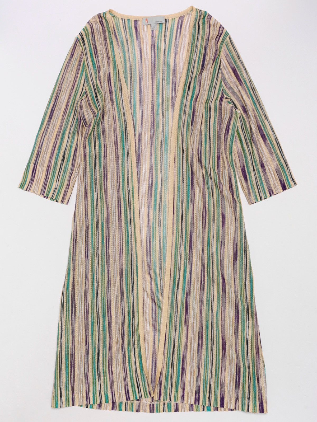 Missoni Missoni Multicolor Viscose Cotton Striped Long Cardigan Dres Size XL / US 12-14 / IT 48-50 - 1 Thumbnail