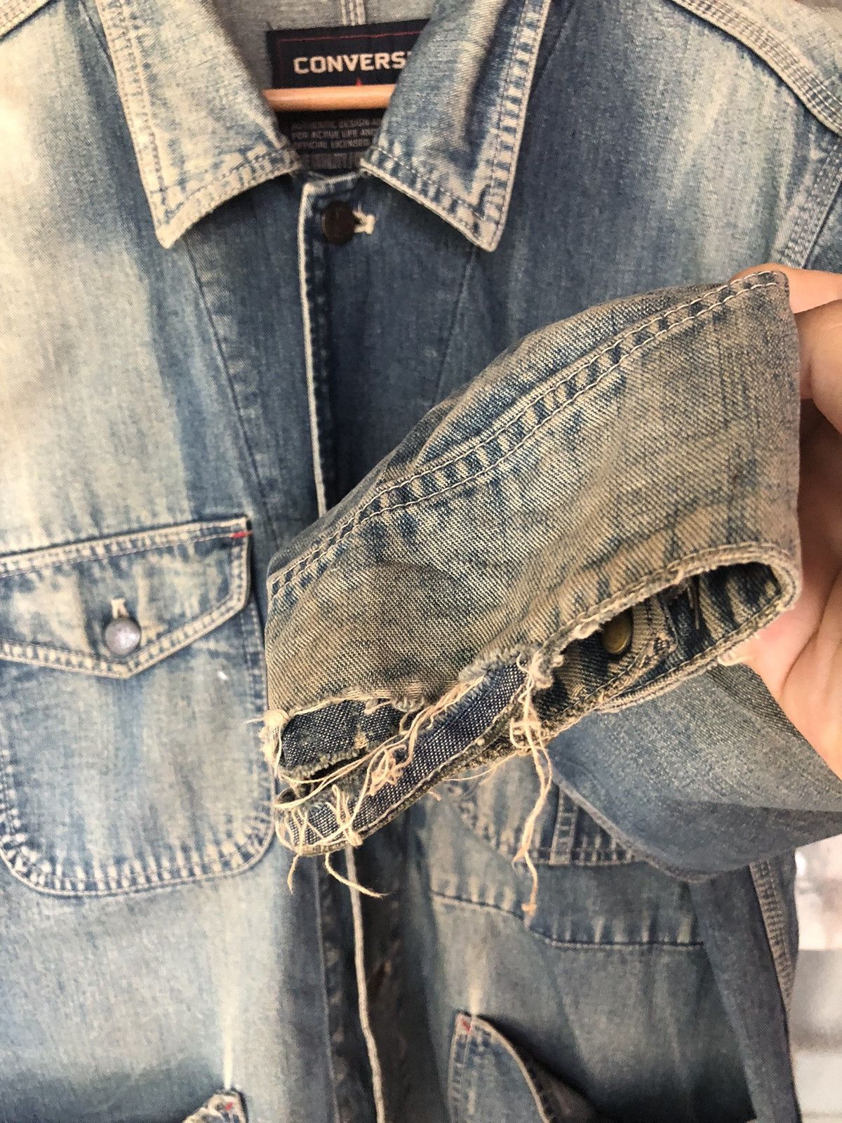 Converse Vintage Converse Distressed Denim Jacket Size US M / EU 48-50 / 2 - 7 Thumbnail