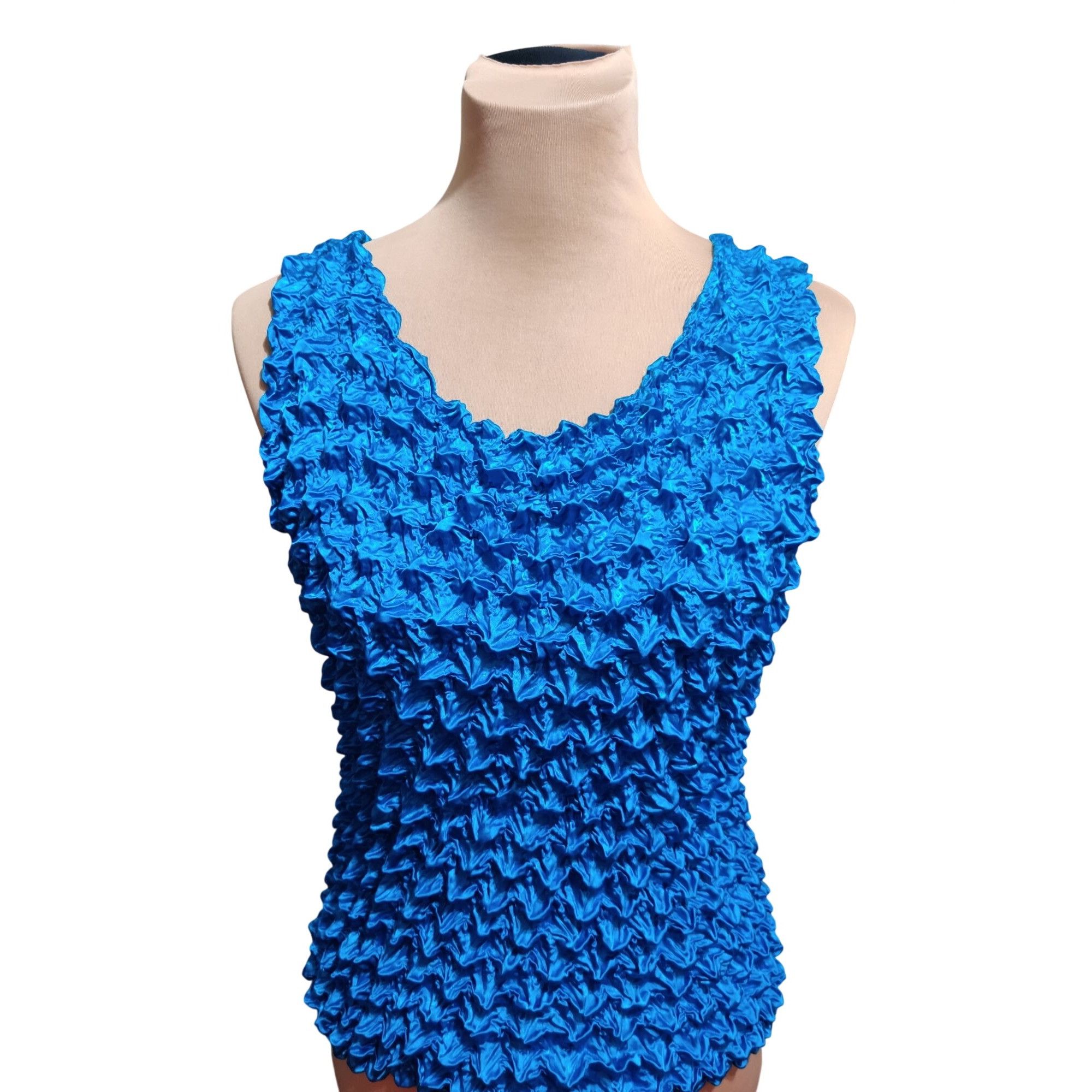 Other Popcorn Tank Top One Size Womens Blue Bubble Crinkle Sleevel Size ONE SIZE - 7 Thumbnail