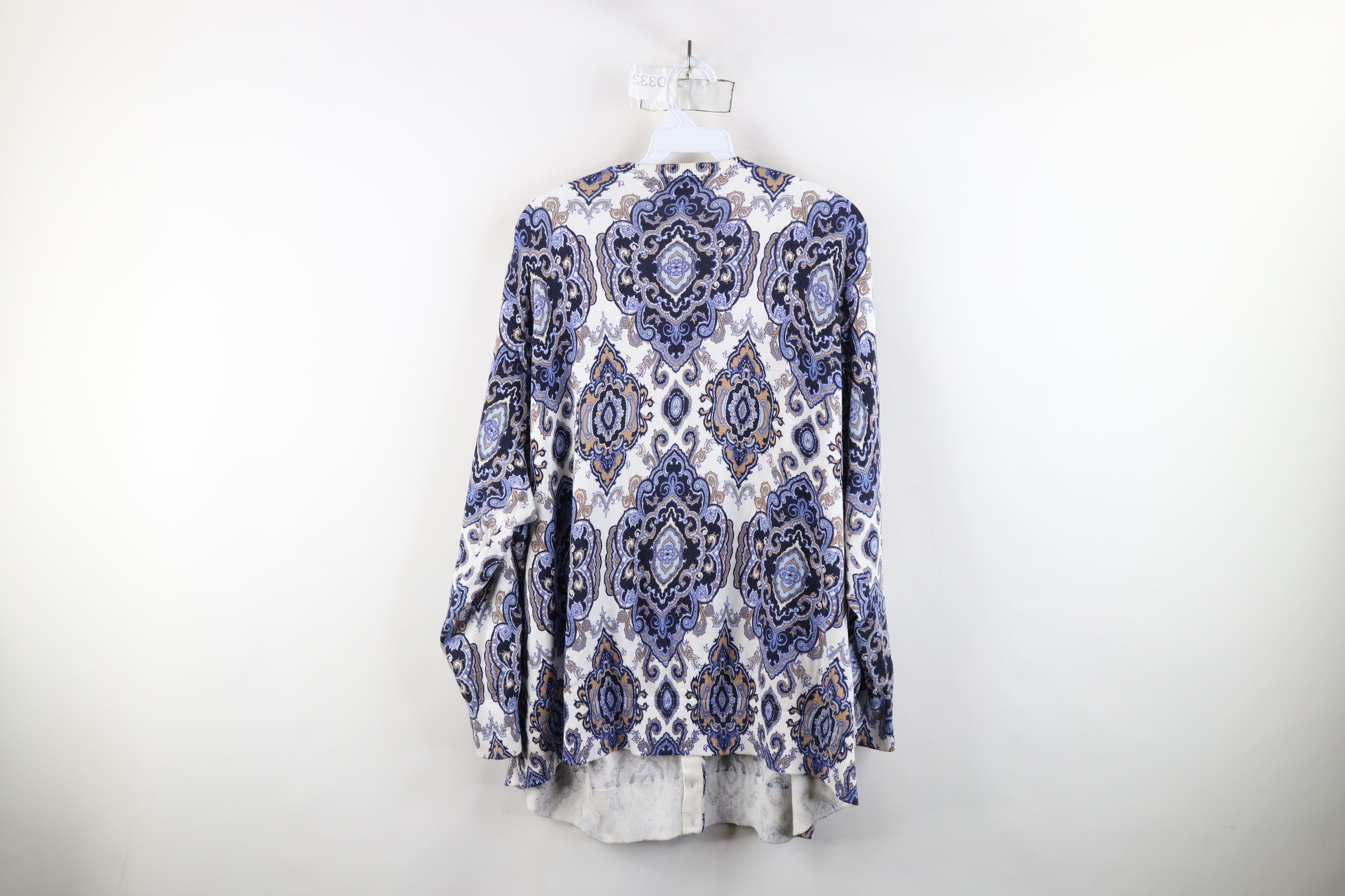 Lands' End × Vintage Vintage Lands End Paisley Geometric Knit Cardigan Sweater Size 3XL / US 20-22 - 10 Thumbnail