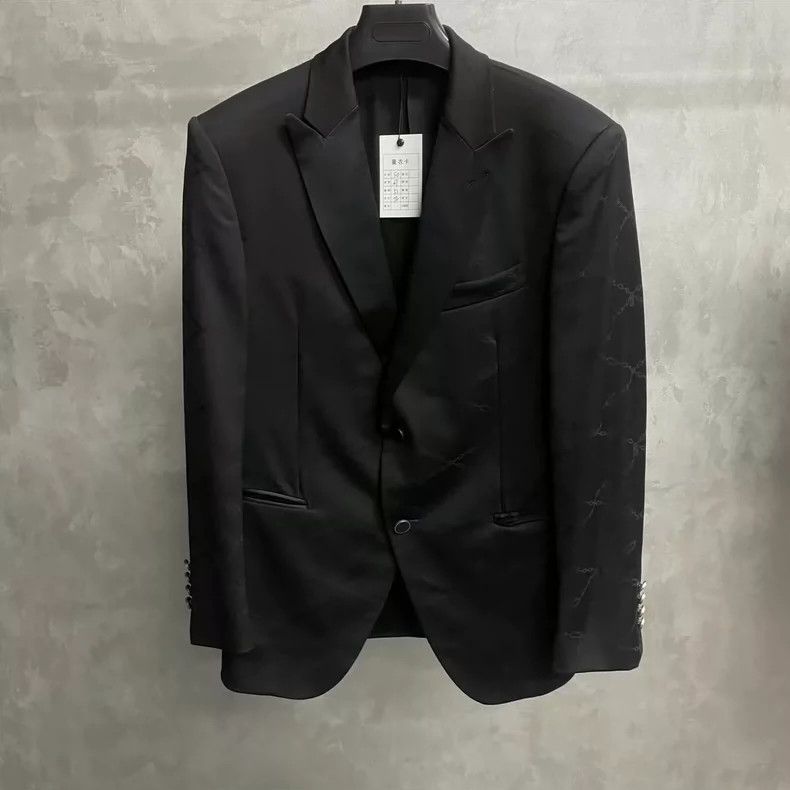 Louis Vuitton Louis Vuitton Black Chain Pattern Suit Jacket Size US L / EU 52-54 / 3 - 1 Thumbnail