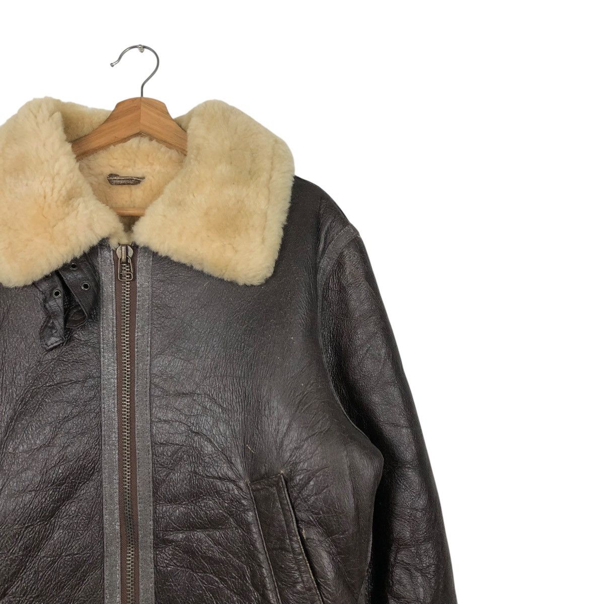Vintage 🔥VINTAGE SHEARLING B-3 JACKET GENUINE LEATHER US ARMY STYLE Size US M / EU 48-50 / 2 - 8 Thumbnail