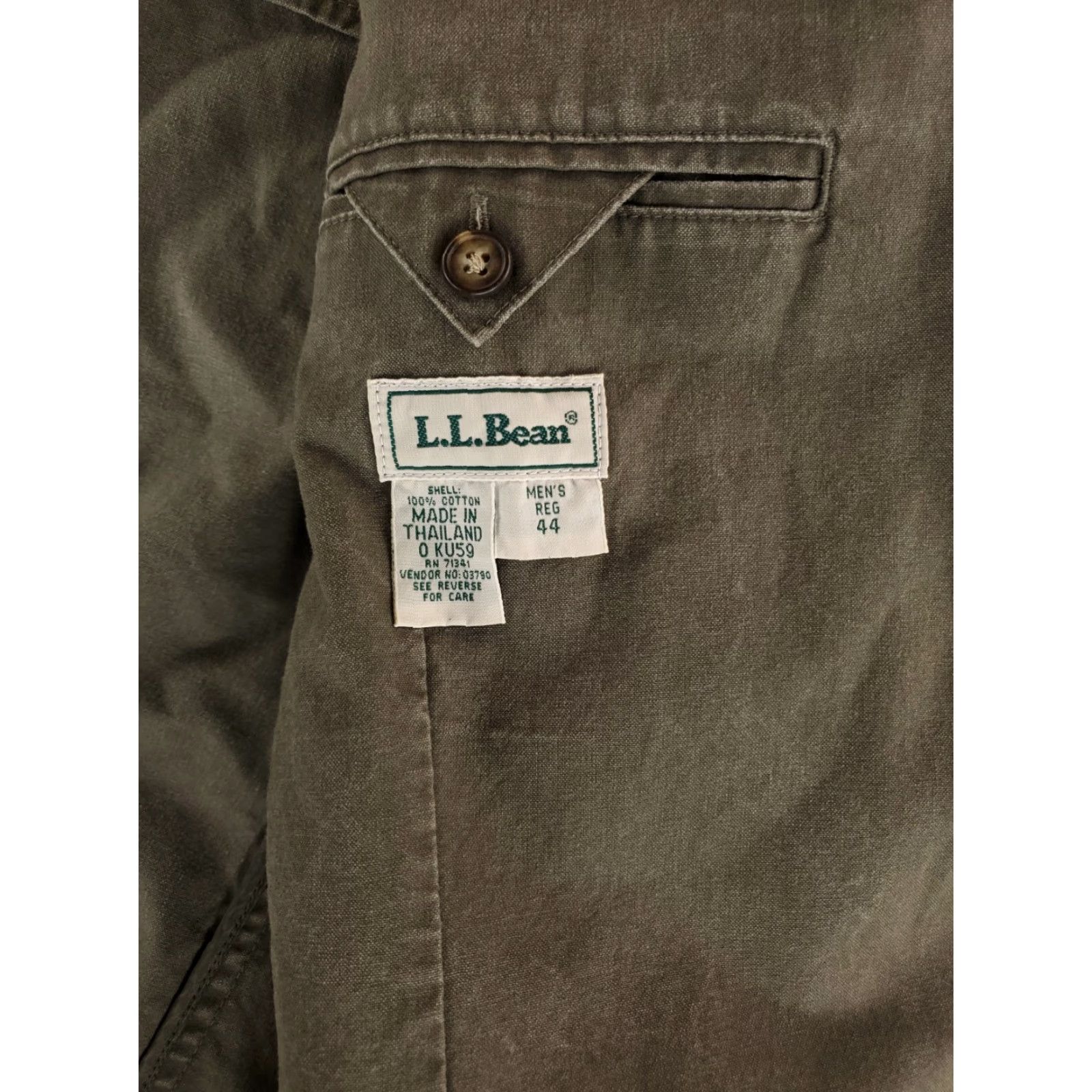 Vintage LL Bean Ojai Chore Jacket Gray Mens 44 Blazer Padded Shoulders Cotton Jacket Mens 44 Size 44R - 3 Thumbnail