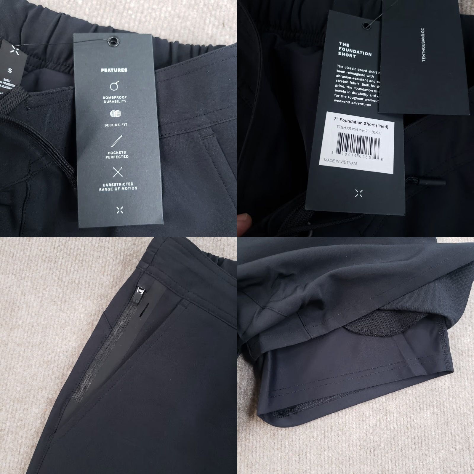 Ten Thousand Ten Thousand Foundation Shorts Mens Small Black 7 in Inseam Lined Zip Pocket P4Q Size US 29 - 8 Thumbnail