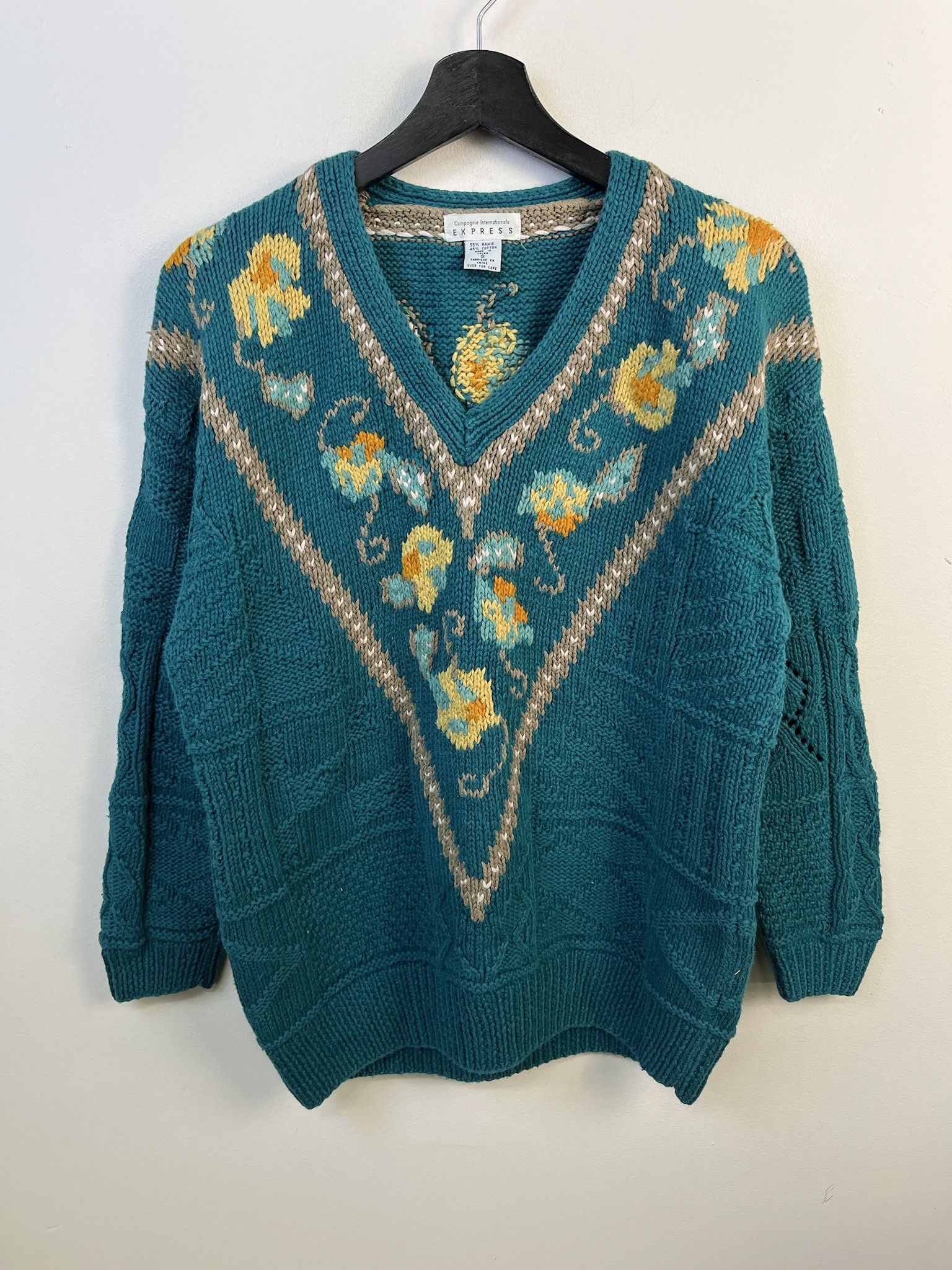 Other Vintage Knit Sweater 1990s Thick Knit Express Floral knit Sweater Size S Size US S / EU 44-46 / 1 - 1 Thumbnail