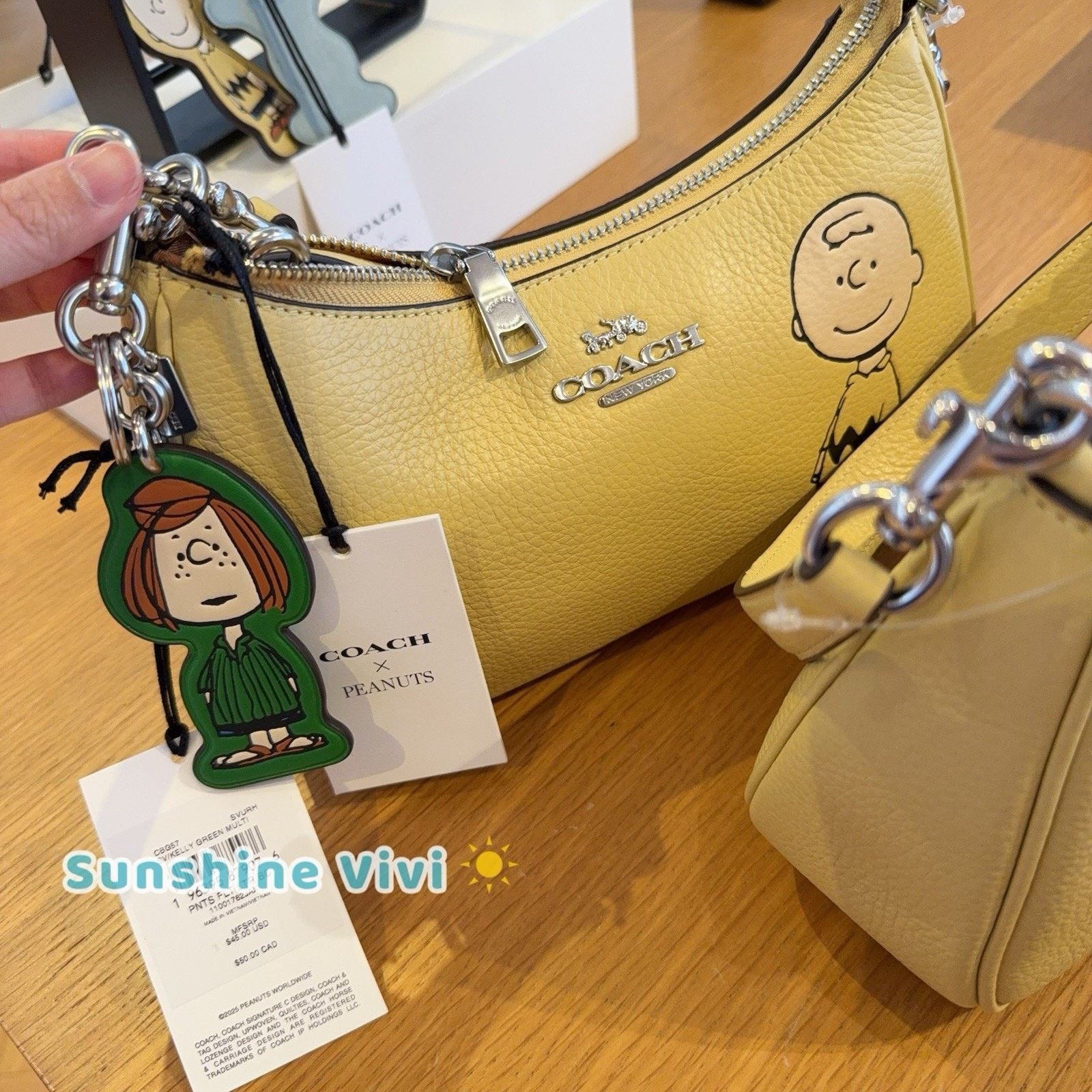 Coach NWT Coach x Peanuts Patty Bag Charm CBG57 Kelly Green Multi Size ONE SIZE - 4 Thumbnail