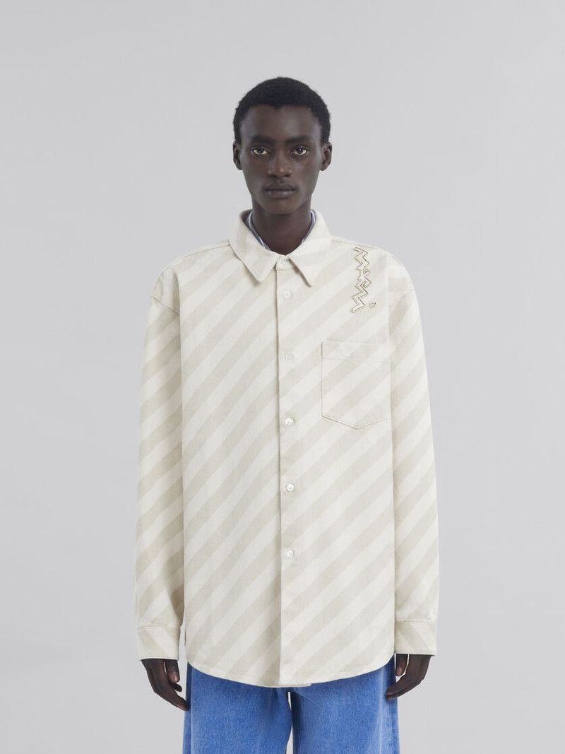 Marni o1f1d3z0326 Boxy Denim Shirt in Beige Size US XL / EU 56 / 4 - 2 Thumbnail