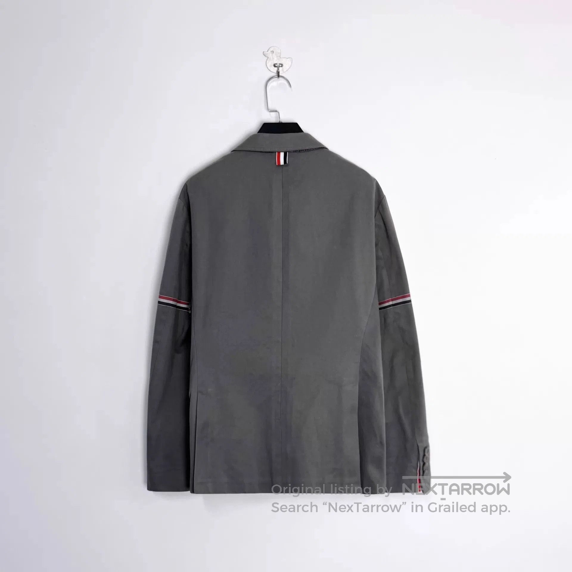 Thom Browne Gray Blazer with Striped Sleeves, Size L. Size US L / EU 52-54 / 3 - 2 Thumbnail