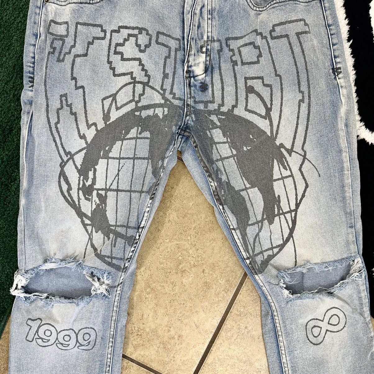 Ksubi Ksubi Van Wrinkle Globe Graffiti Skinny Jeans Blue Size US 36 / EU 52 - 3 Thumbnail
