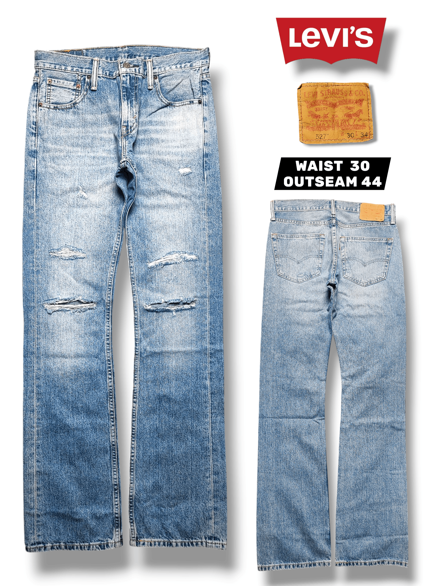 Levi's Levi's 527 Slim Bootcut Distressed Ripped Knee Flare 30X34 Size US 30 / EU 46 - 1 Thumbnail