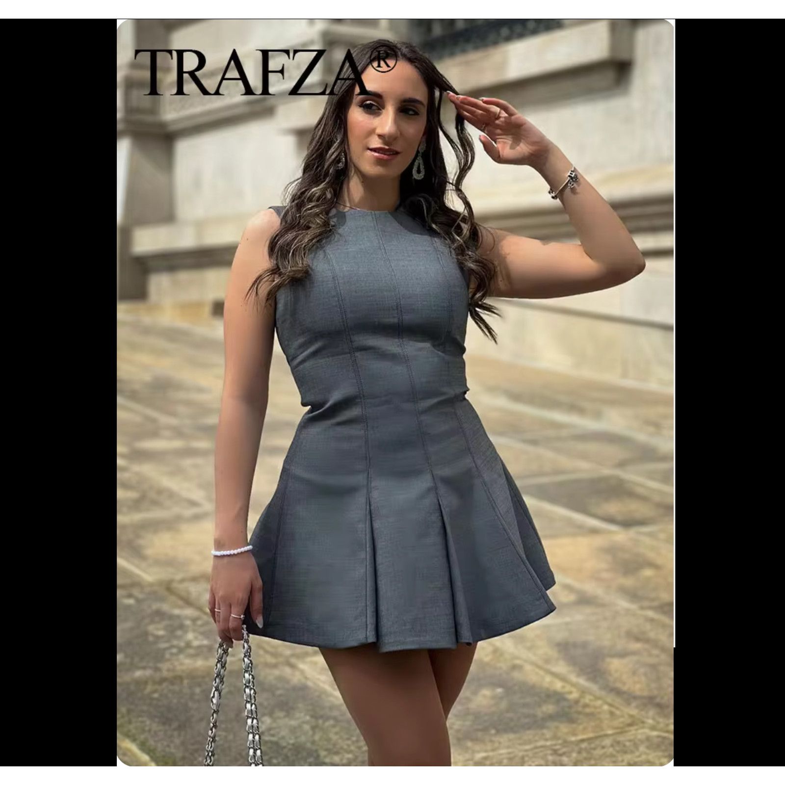 flared mini dress zara Zara Black Flare Mini Dress main image 1