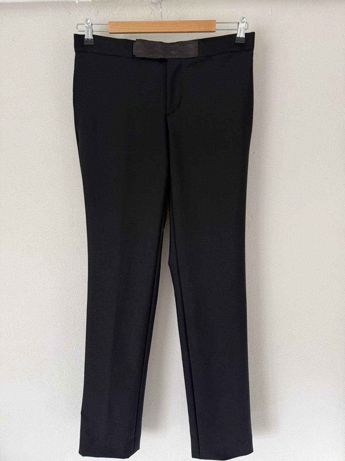 Hermes Black Wool-Mohair Trousers with Crocodile Waist Detail Size US 34 / EU 50 - 1 Thumbnail