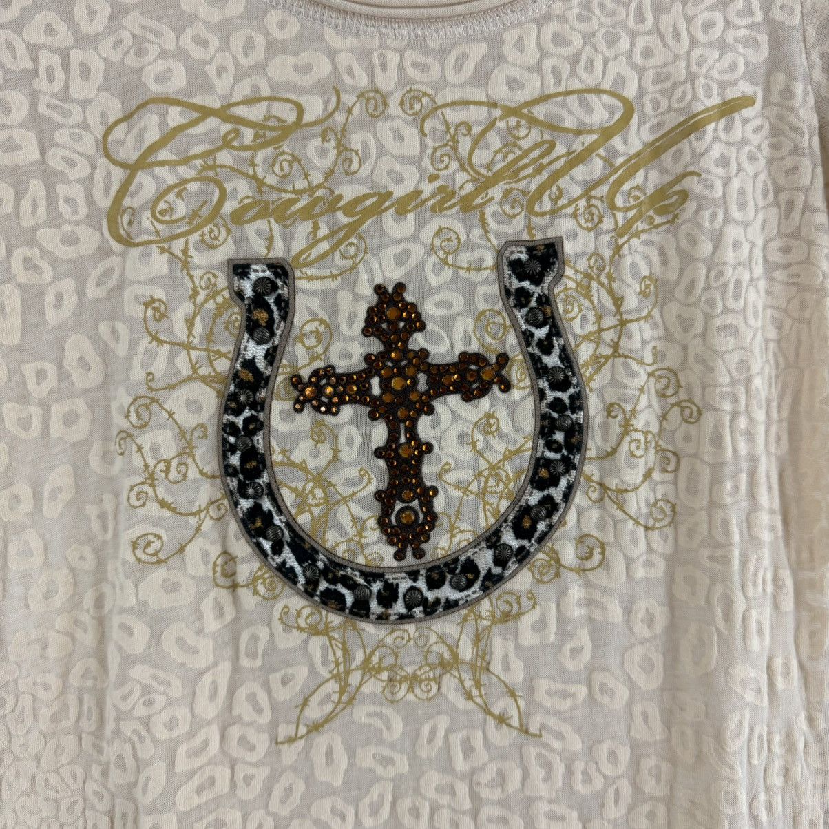 Other COWGIRL UP Vintage Y2K Beige Cheetah Semi Sheer Graphic Tee Size L / US 10 / IT 46 - 4 Thumbnail