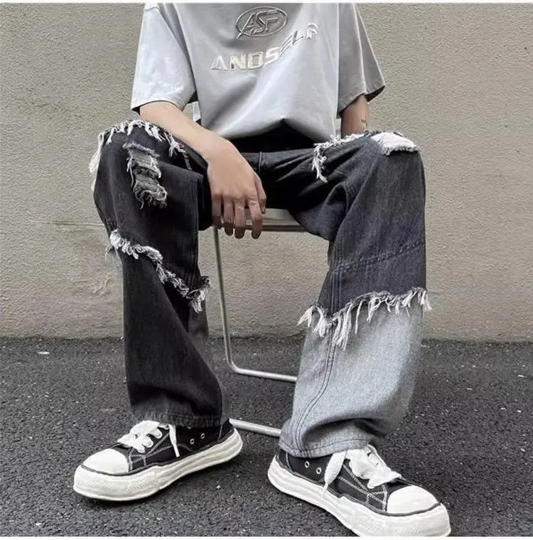 Japanese Brand Retro washed patchwork distressed jeans Size US 32 / EU 48 - 4 Thumbnail