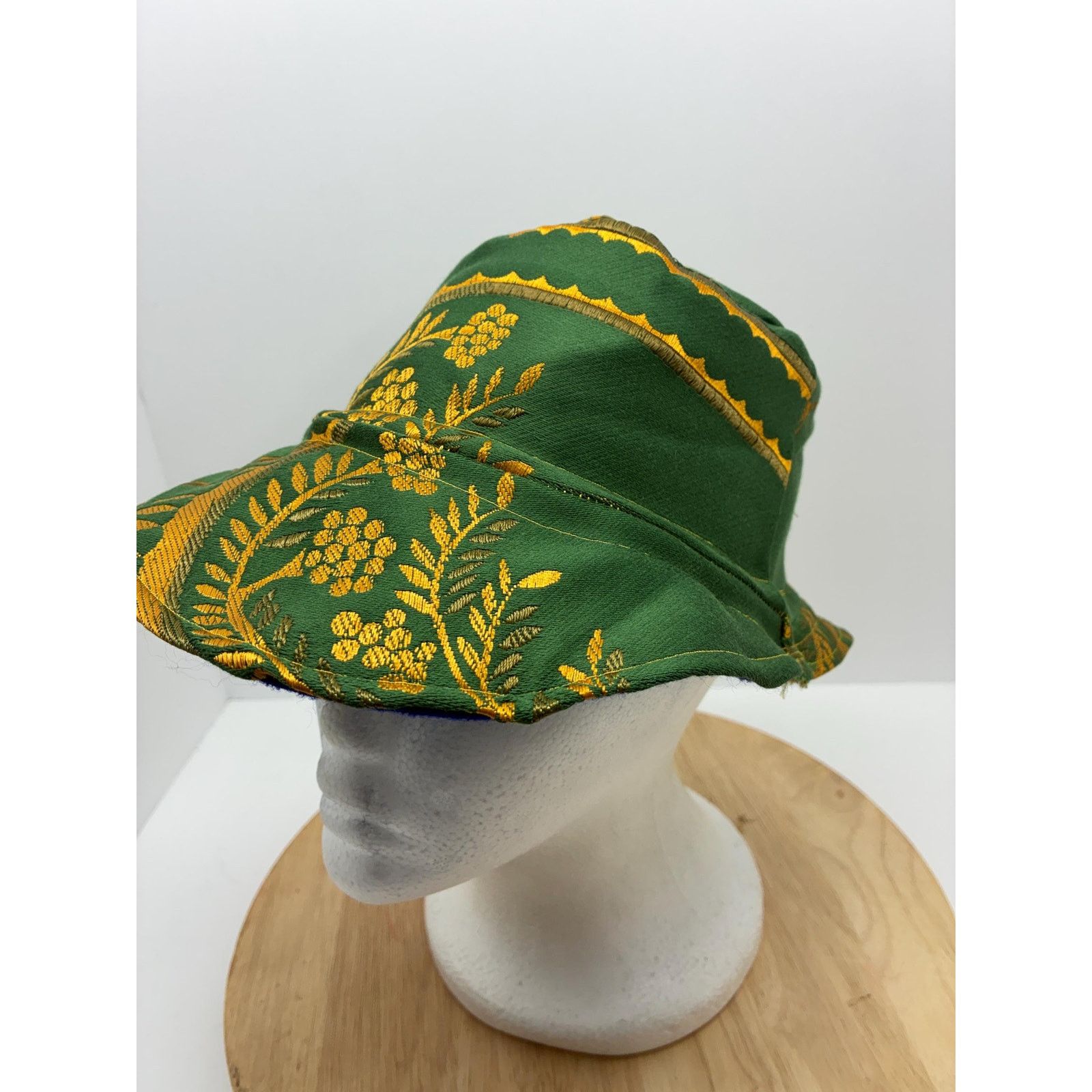 Other Upcycled Tapestry Bucket Hat – Forest Green & Gold Floral Size ONE SIZE - 2 Thumbnail