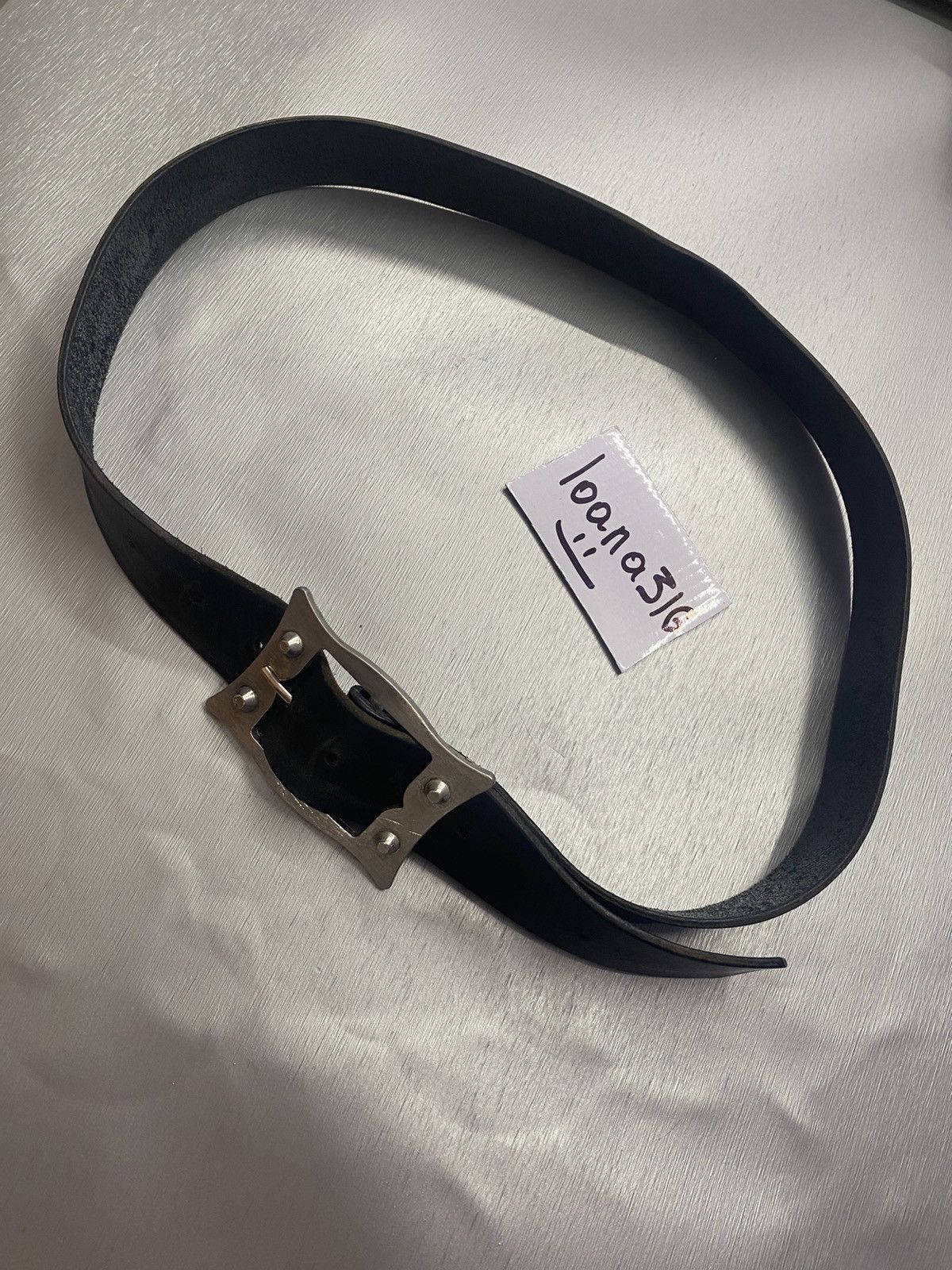 Vintage Leather belt with metal buckle Size ONE SIZE - 5 Thumbnail