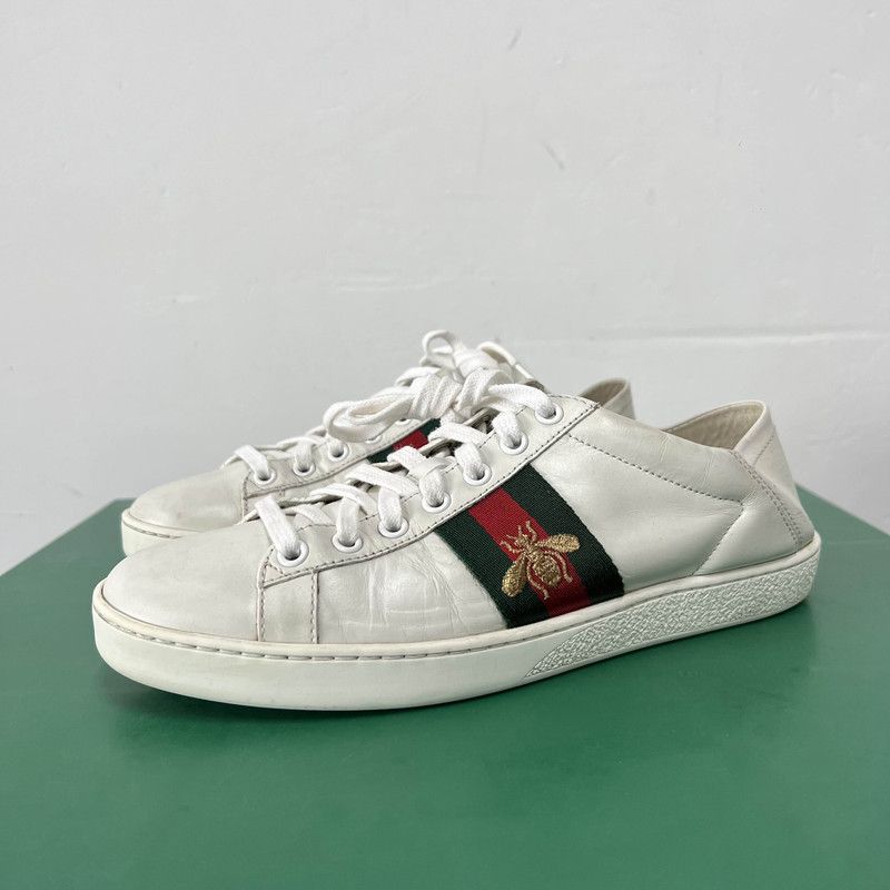 Gucci Gucci Ace Leather Bee Sneakers for Men 0079 Size US 7.5 / EU 40-41 - 1 Thumbnail