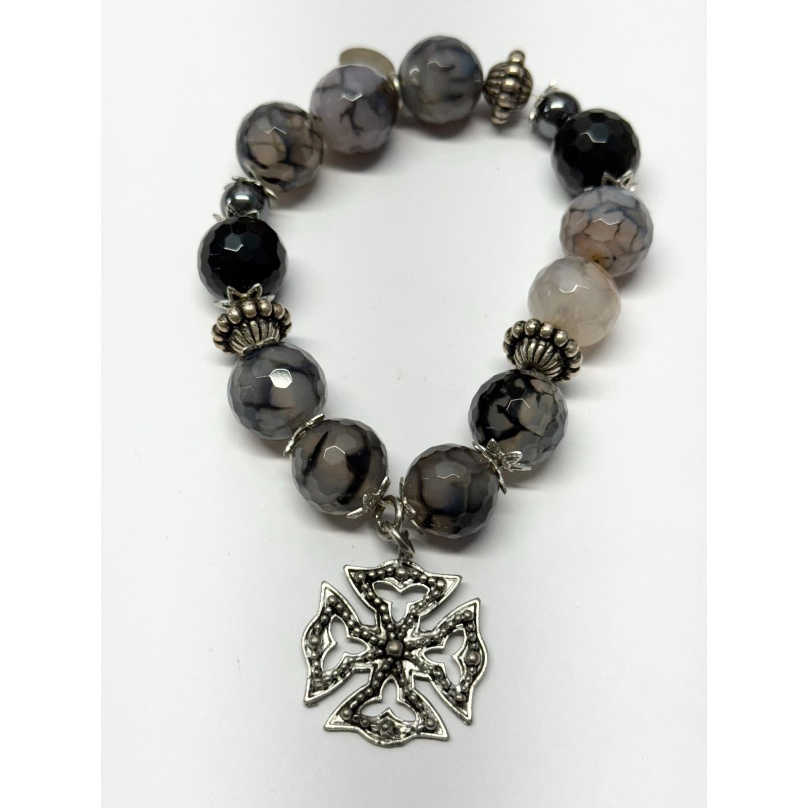 Vintage Vintage semi precious stone Maltese cross charm bracelet Size ONE SIZE - 2 Thumbnail