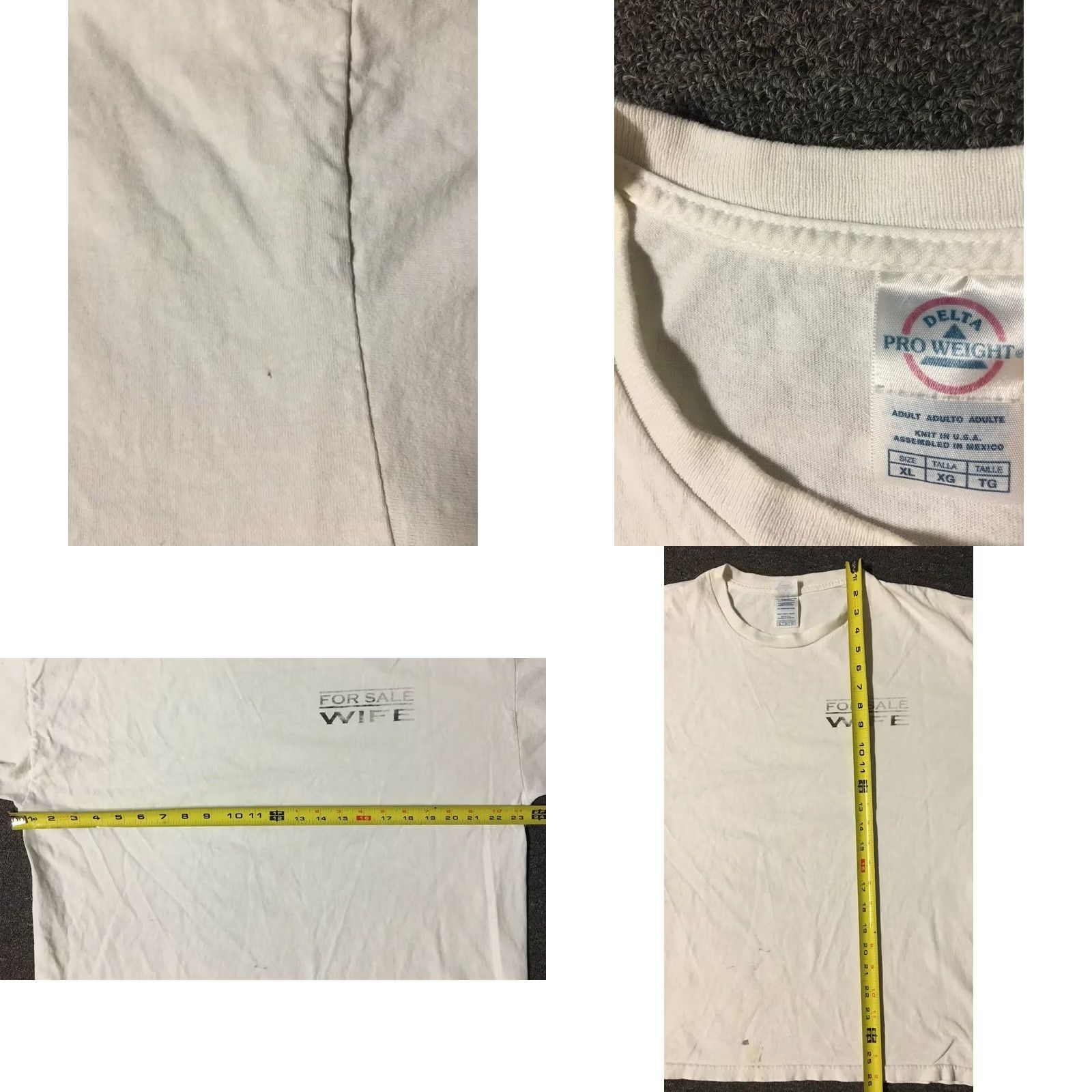 Delta VINTAGE 90s Wife For Sale Tijuana Mexico Shirt XL White Graphic Tee Mens Size US XL / EU 56 / 4 - 8 Thumbnail